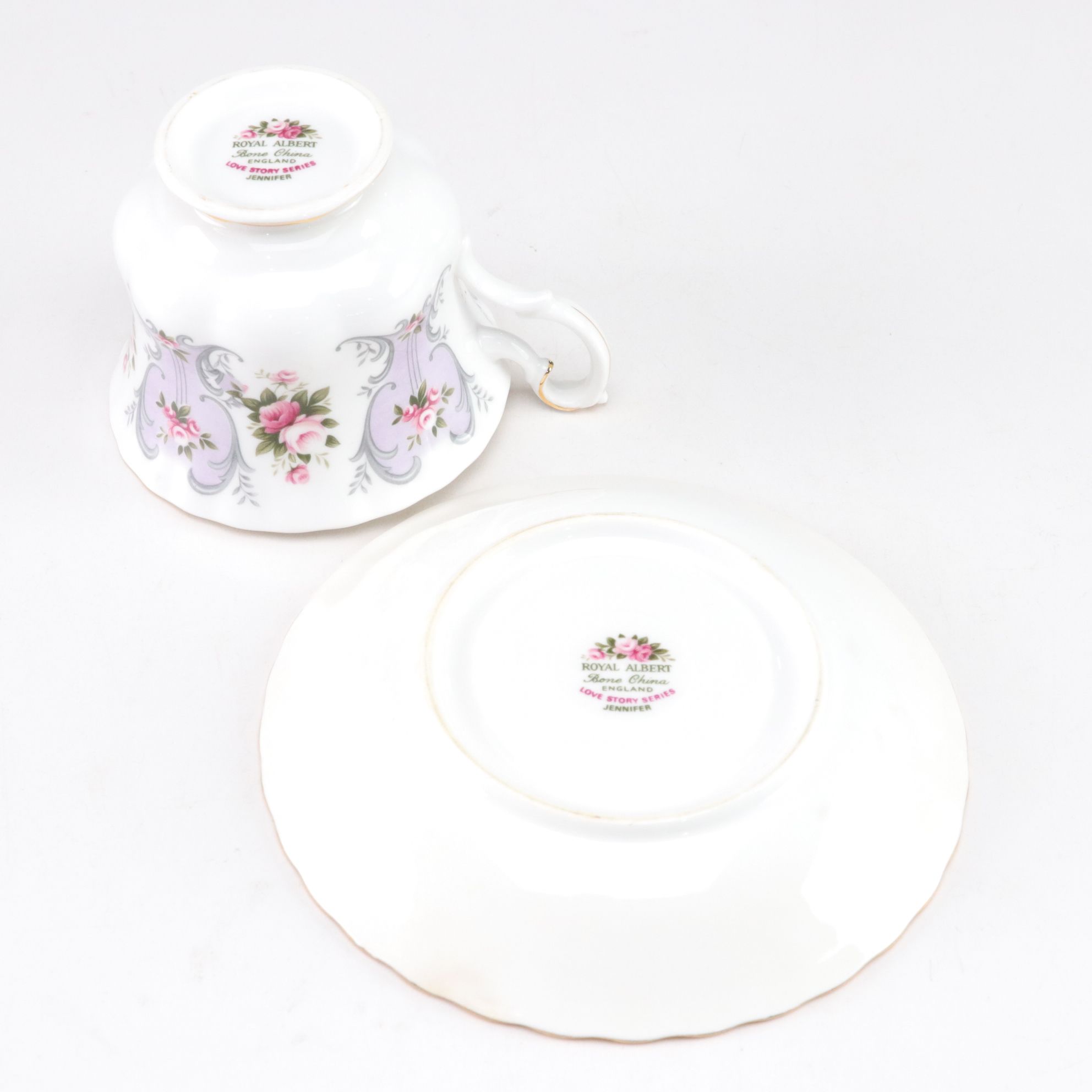 Royal Albert "Love Story Series" Porcelain Teacups, Set of Four