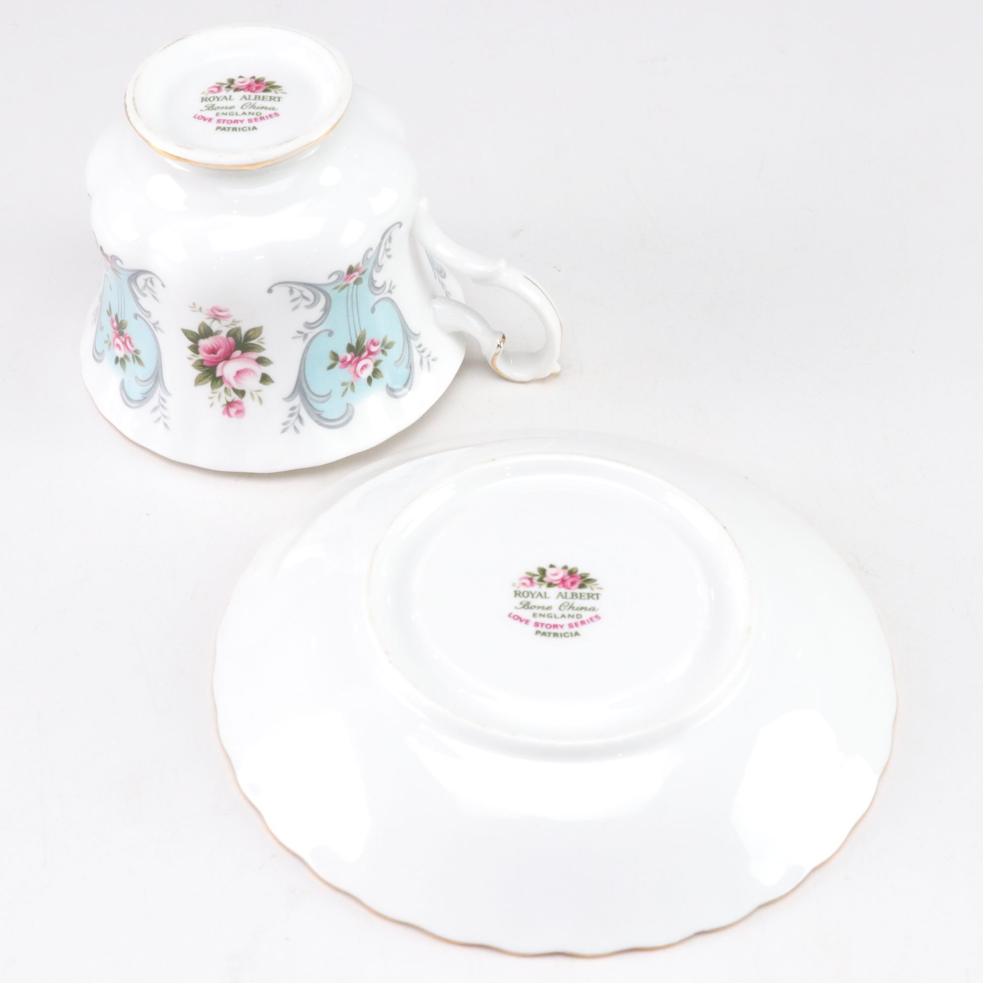 Royal Albert "Love Story Series" Porcelain Teacups, Set of Four