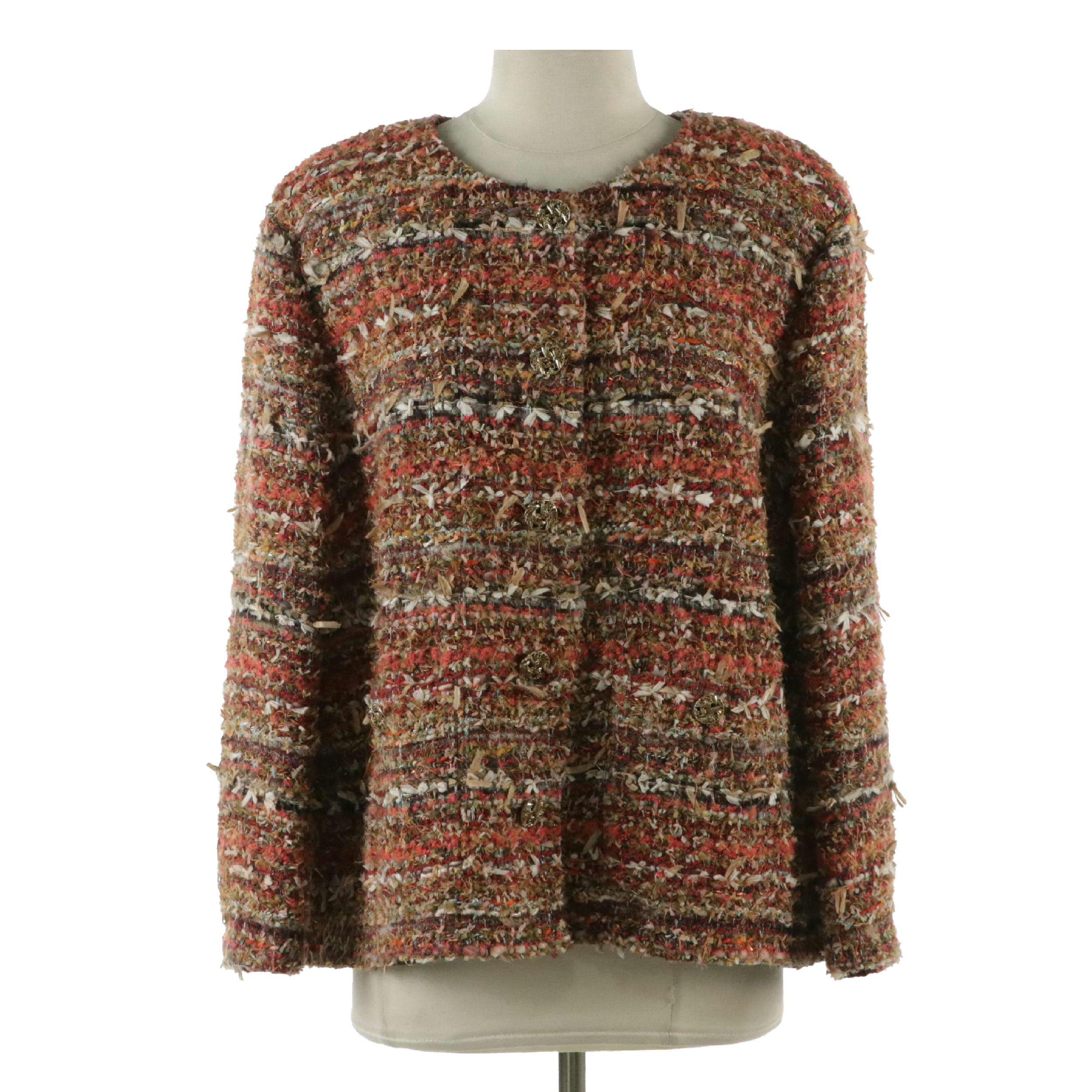 Chanel Multicolor Wool Blend Bouclé Tweed Button-Front Jacket