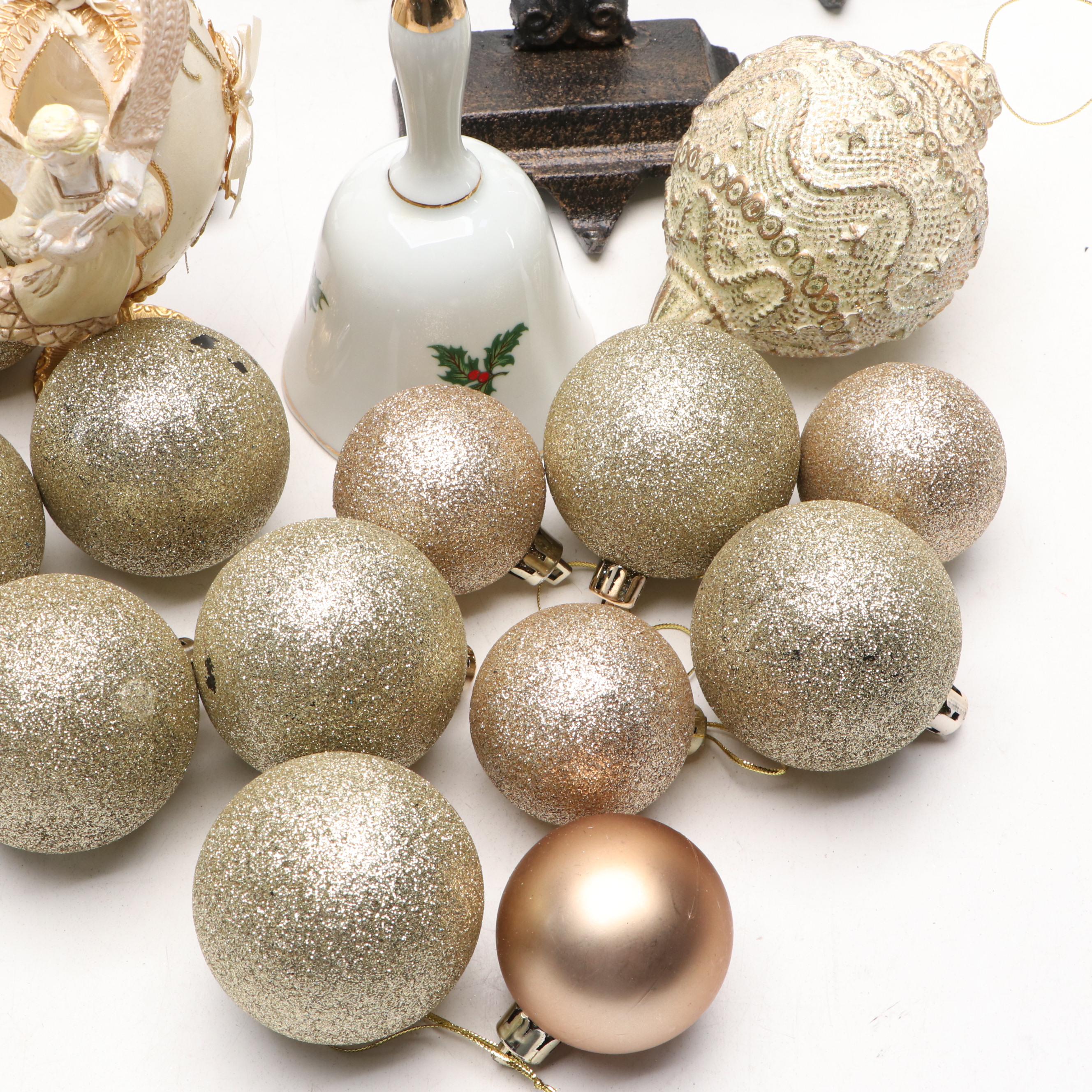 Mantel Stocking Holders with Ornaments and Other Christmas Décor