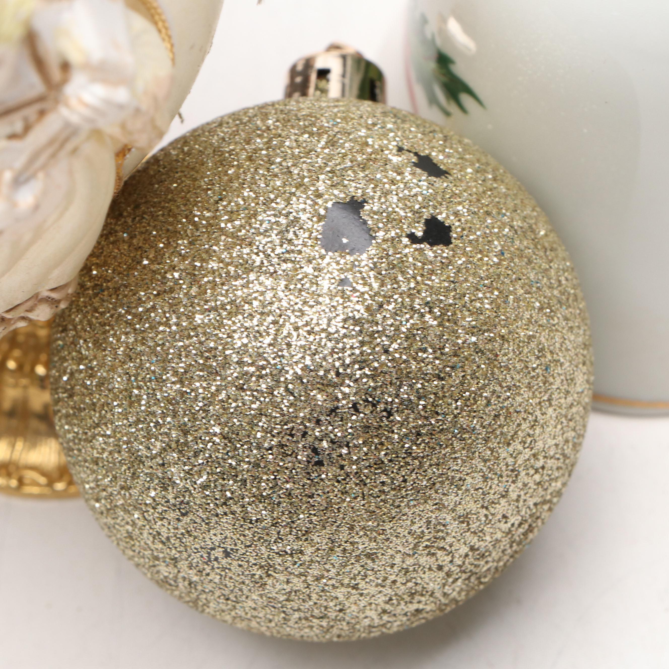 Mantel Stocking Holders with Ornaments and Other Christmas Décor