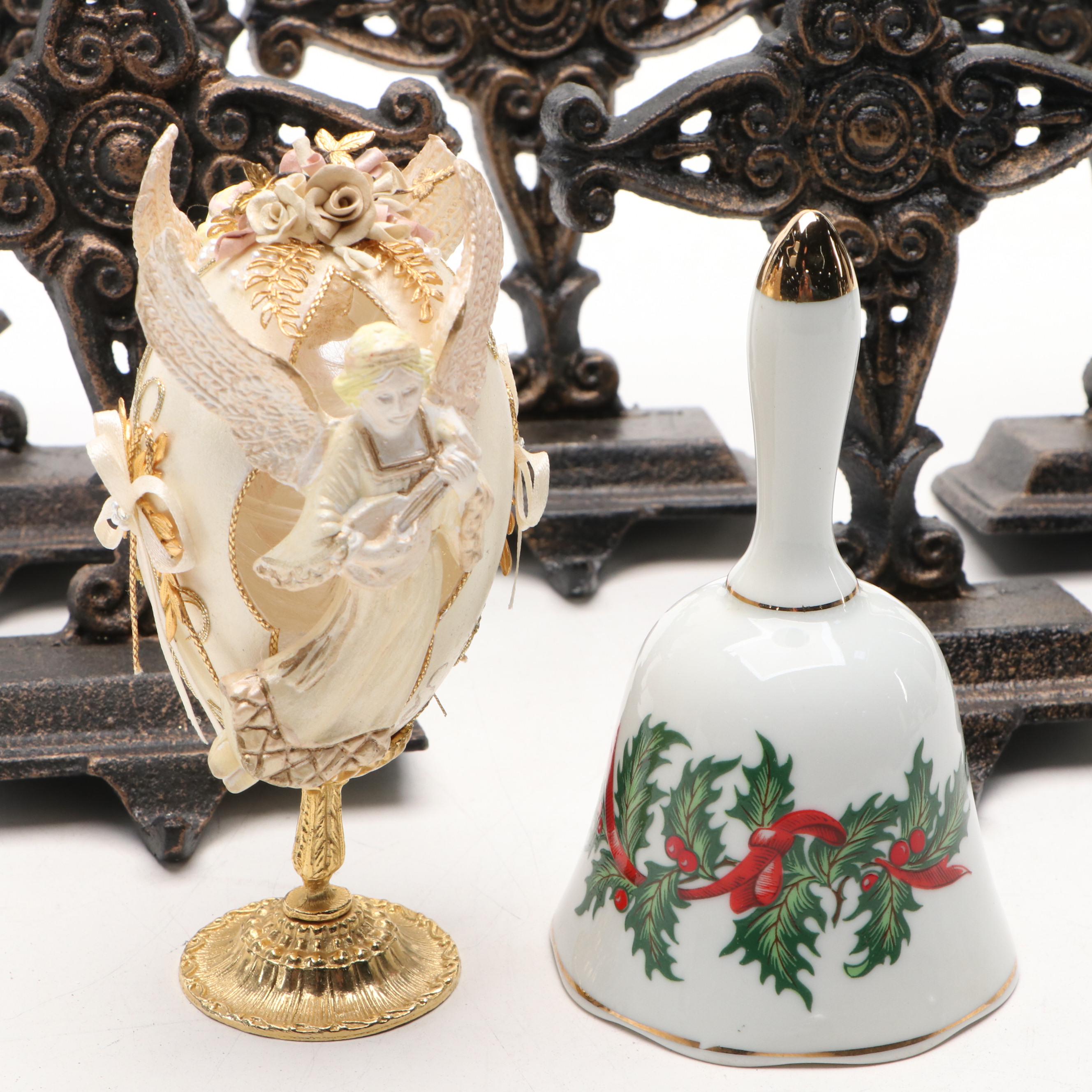 Mantel Stocking Holders with Ornaments and Other Christmas Décor
