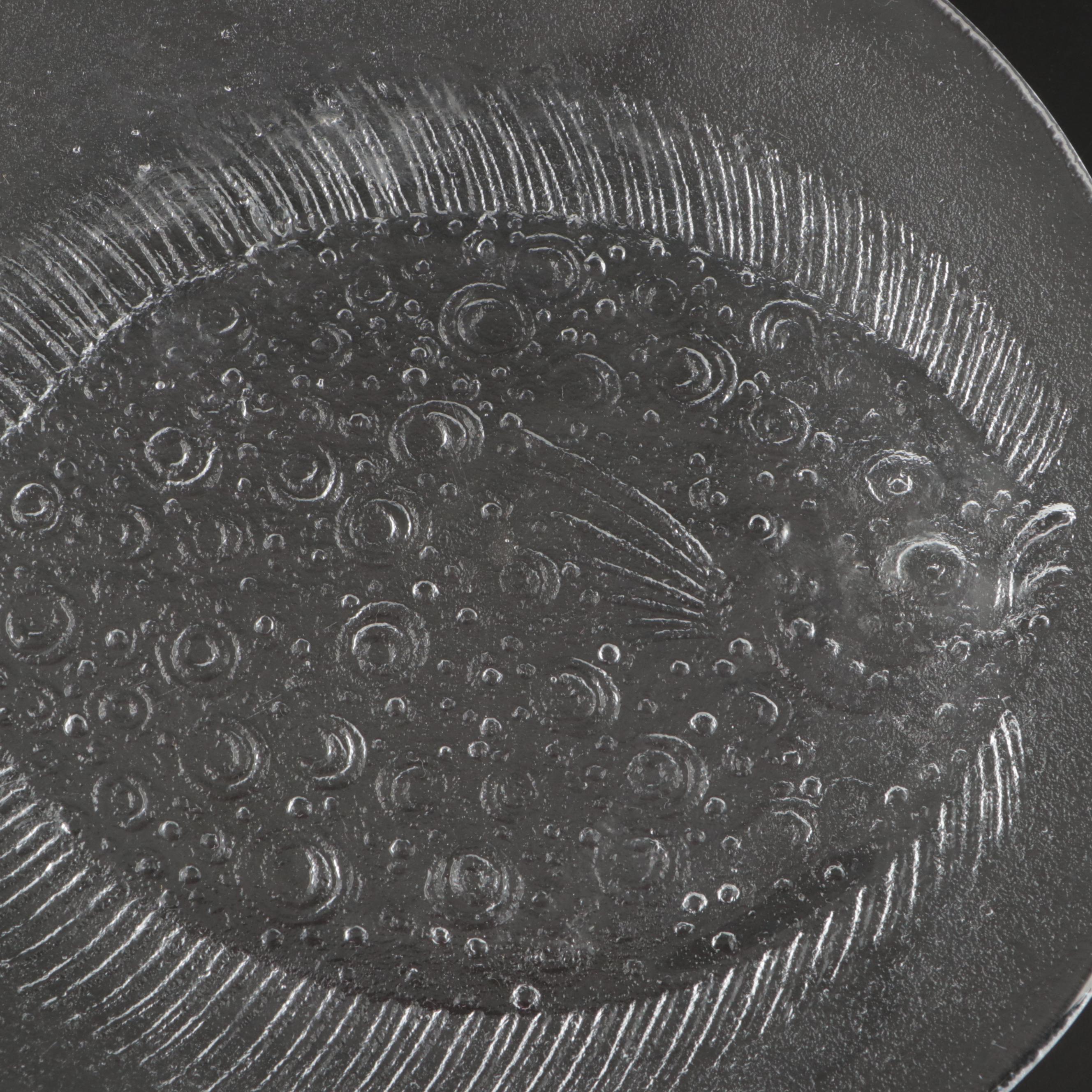 Kosta Boda "Party" Flounder Fish Glass Dinner Plates, 1980s
