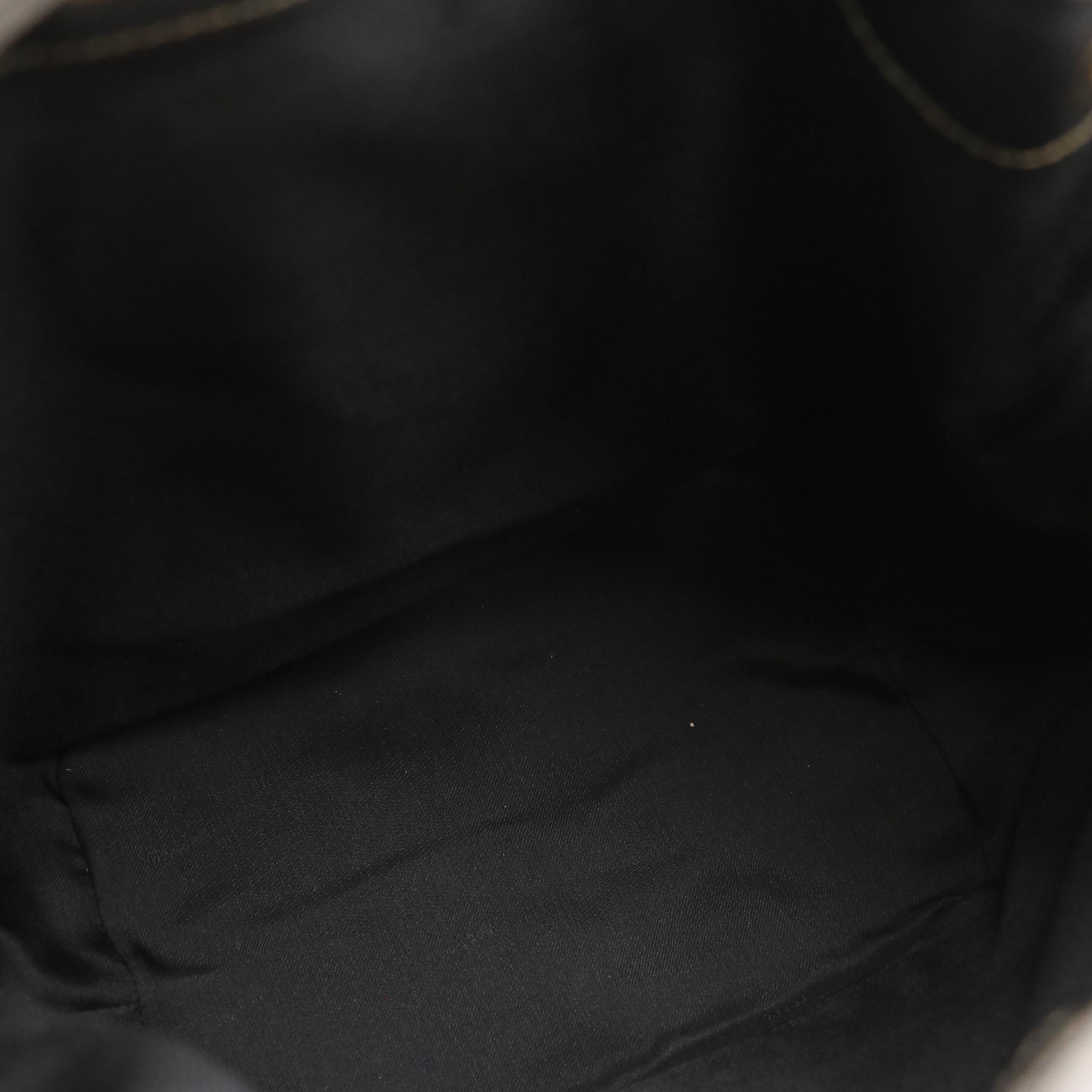 Fendi Drawstring Bucket Bag and Pouch in Canvas and Black Leather Trim