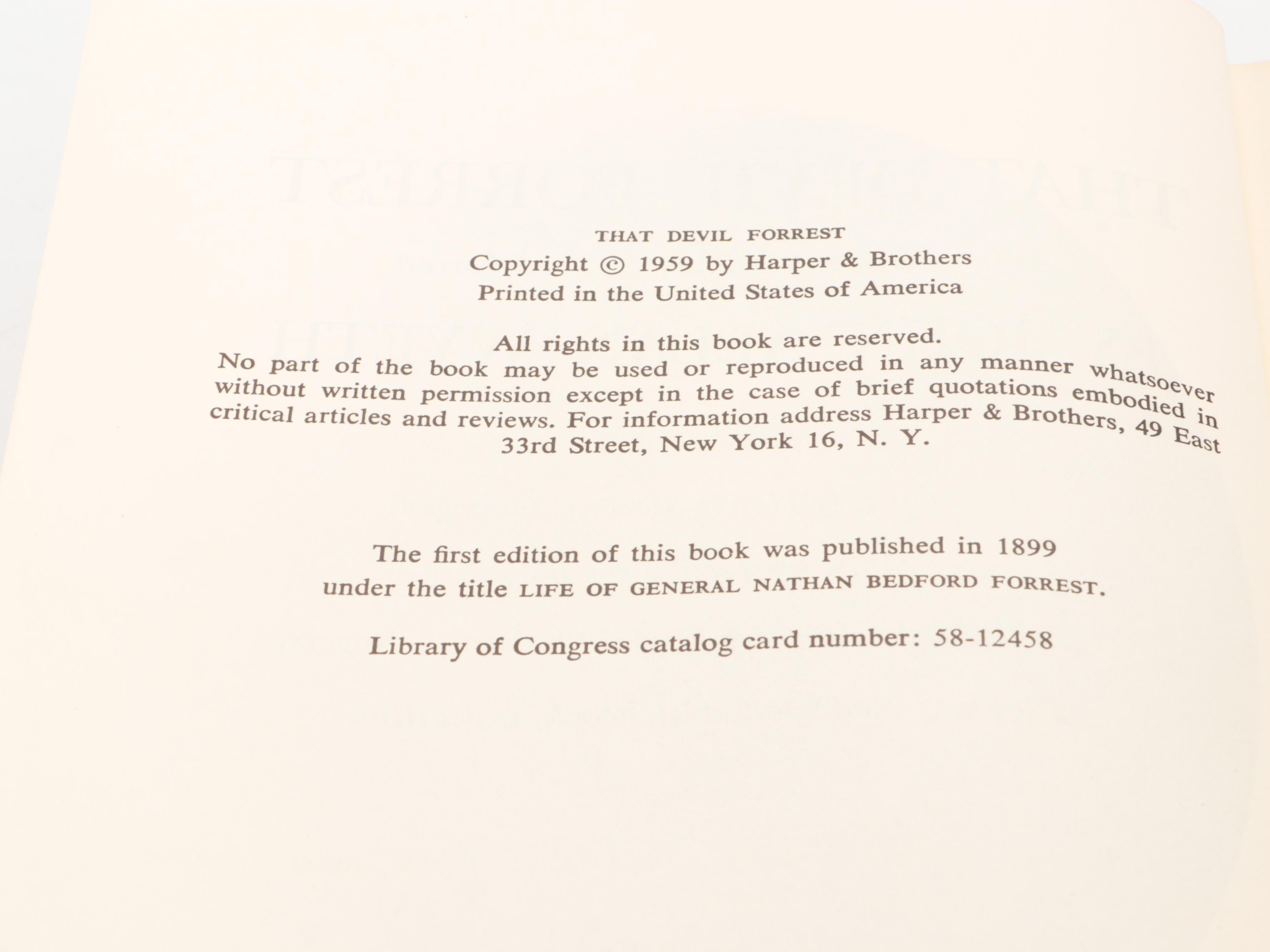 "That Devil Forrest" by John A. Wyeth and More Nathan Bedford Forrest Books