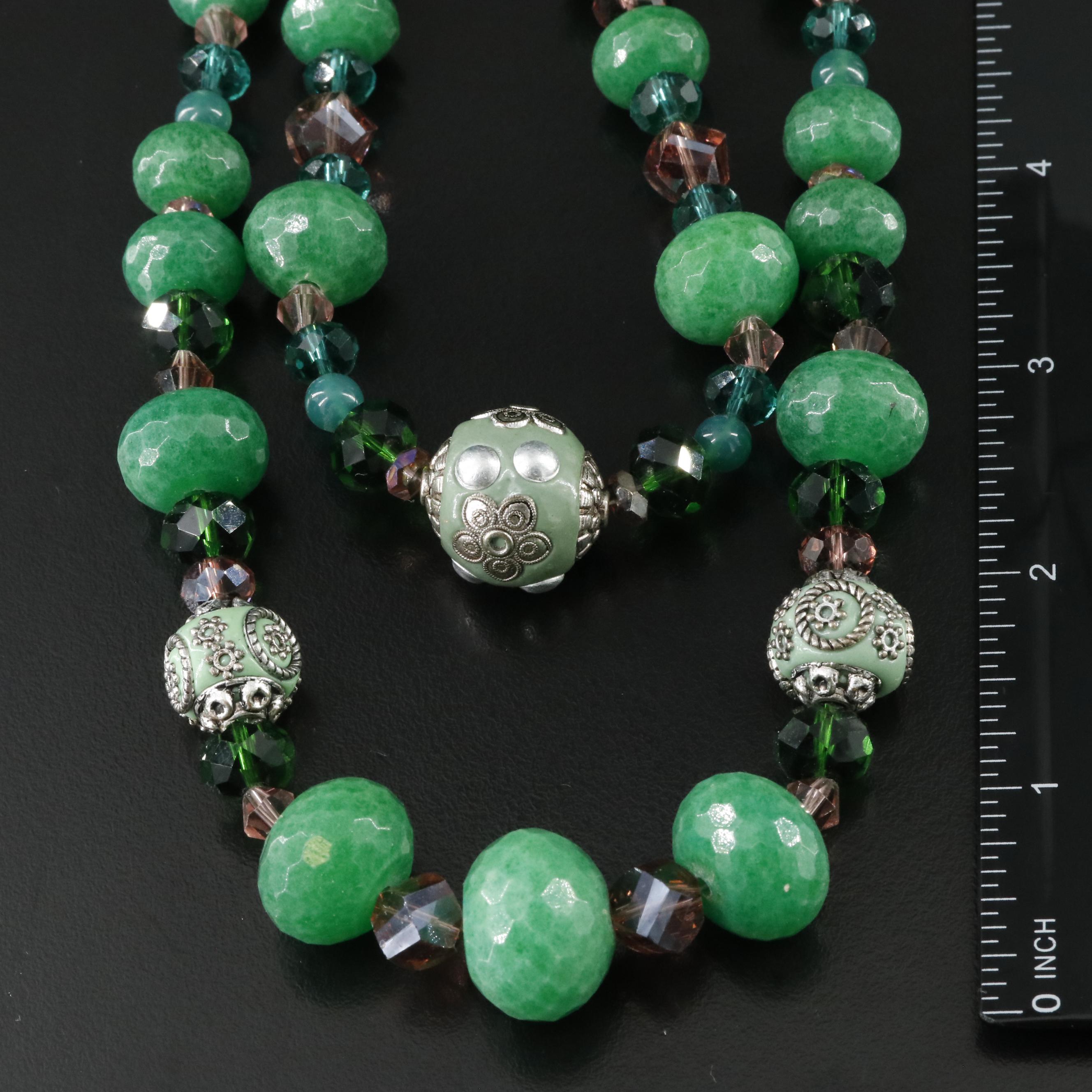 Quartz and Chalcedony Featured in Double Strand Necklace