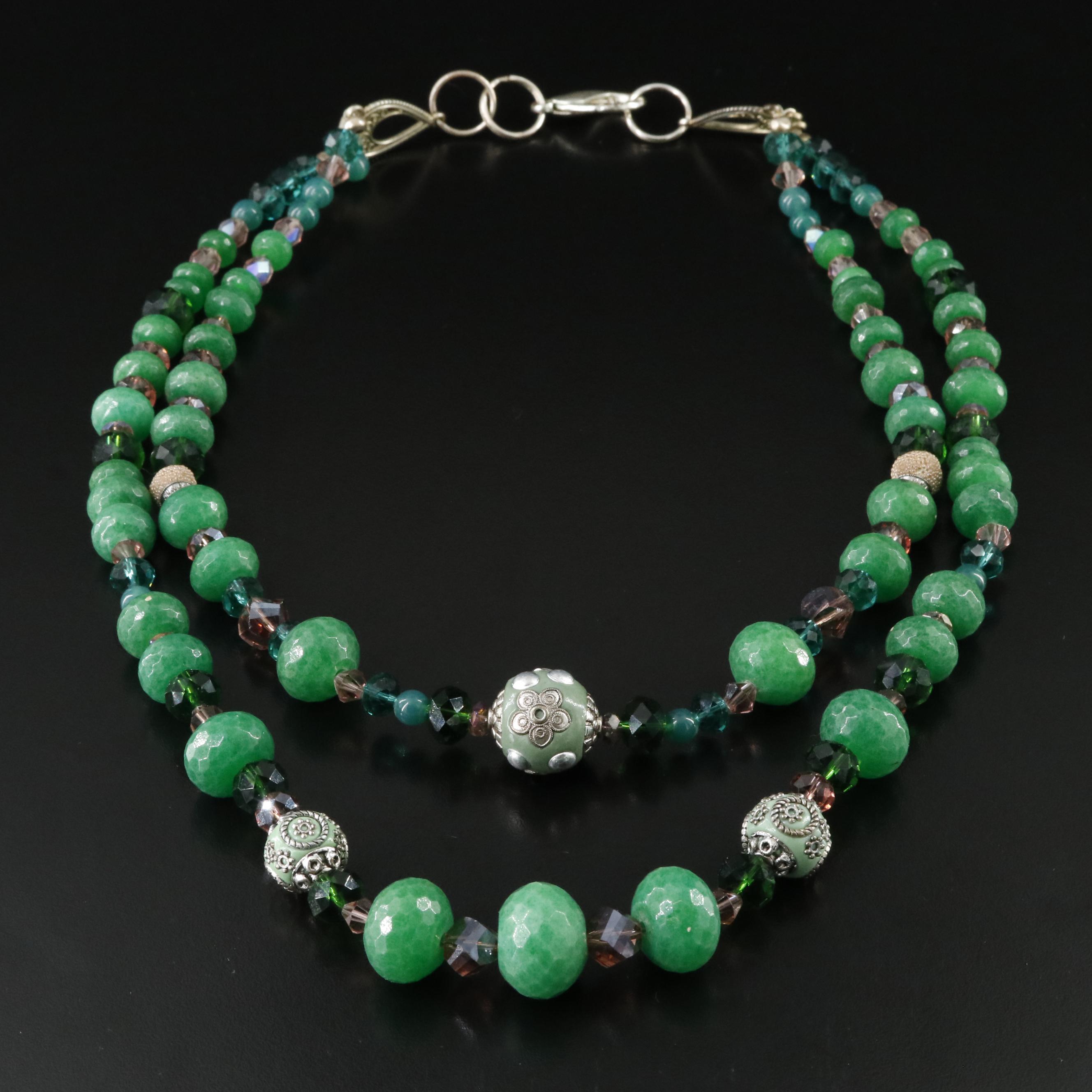 Quartz and Chalcedony Featured in Double Strand Necklace