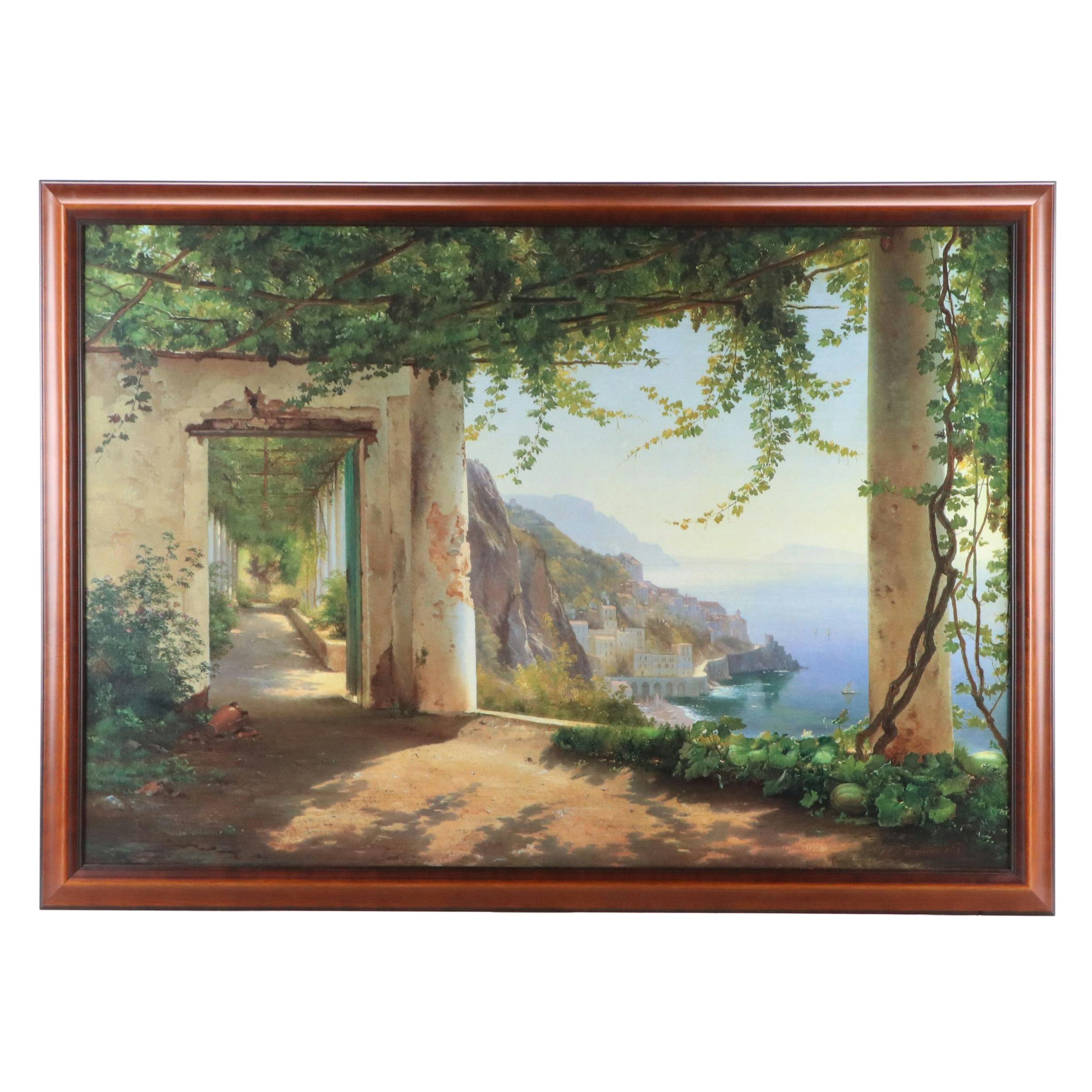 Offset Lithograph After Carl Frederick Aagaard "View to the Amalfi Coast"