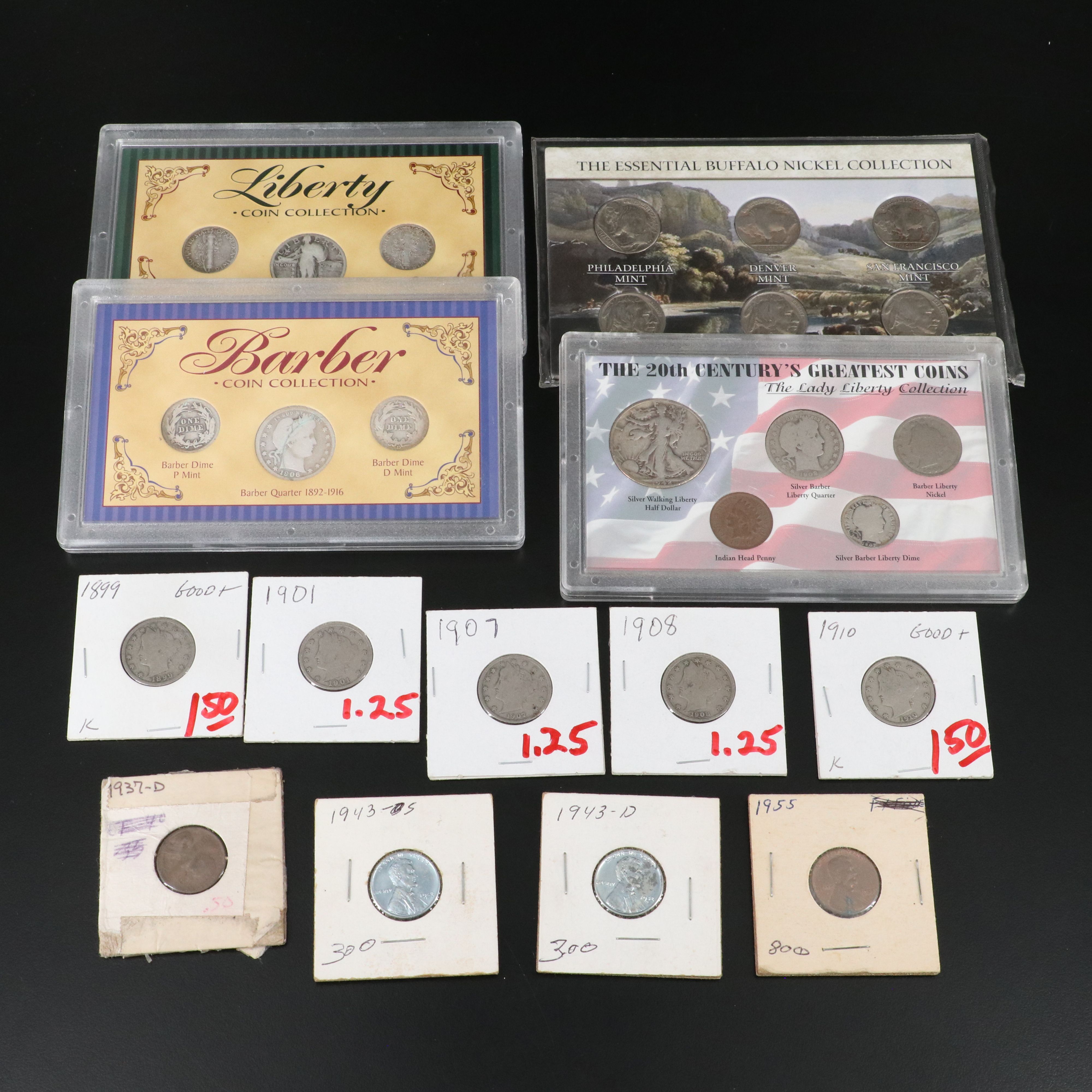 Four Sets of Antique to Vintage U.S. Coins and More, Includes Silver