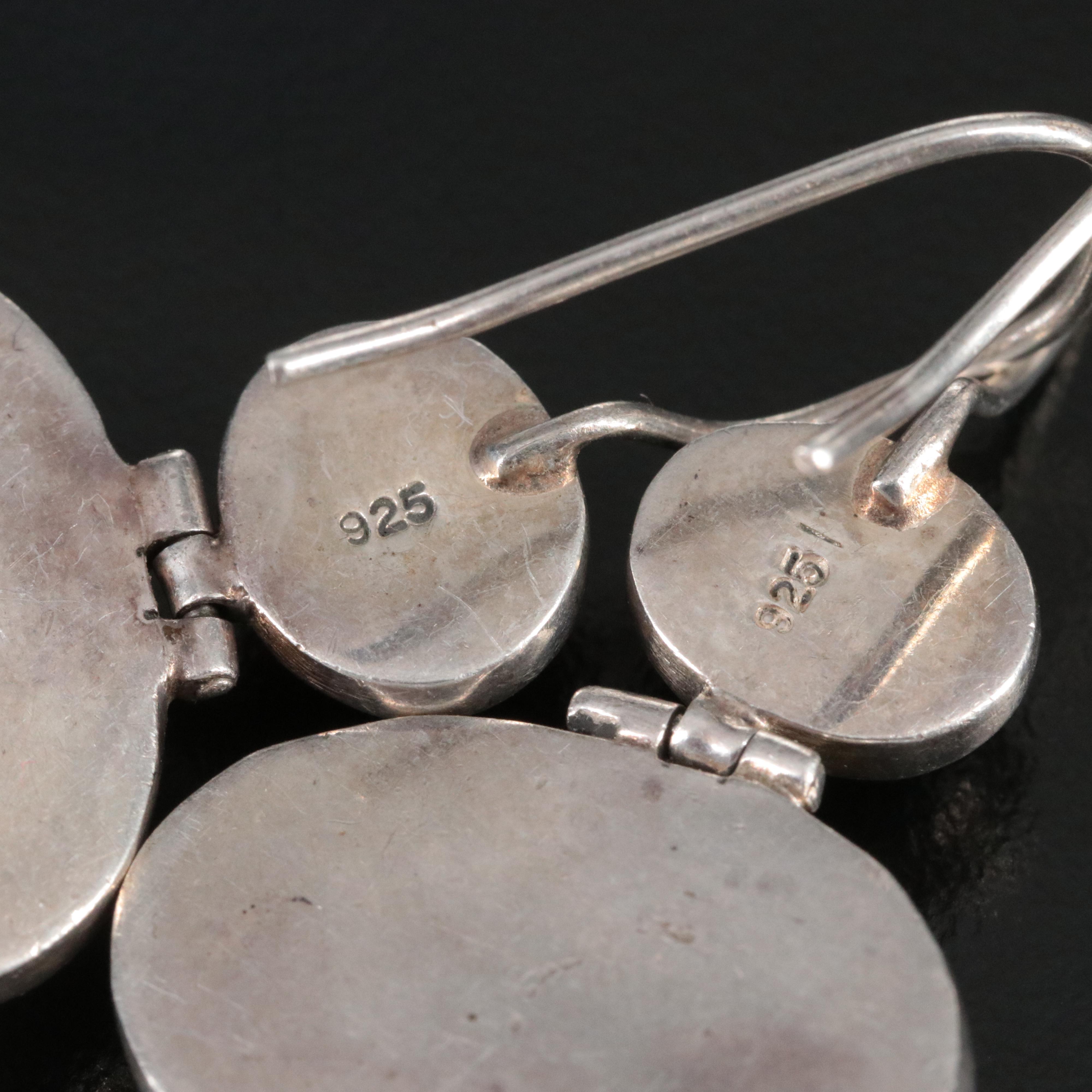 Sterling Carved Bone Eagle and Amethyst Drop  Earrings