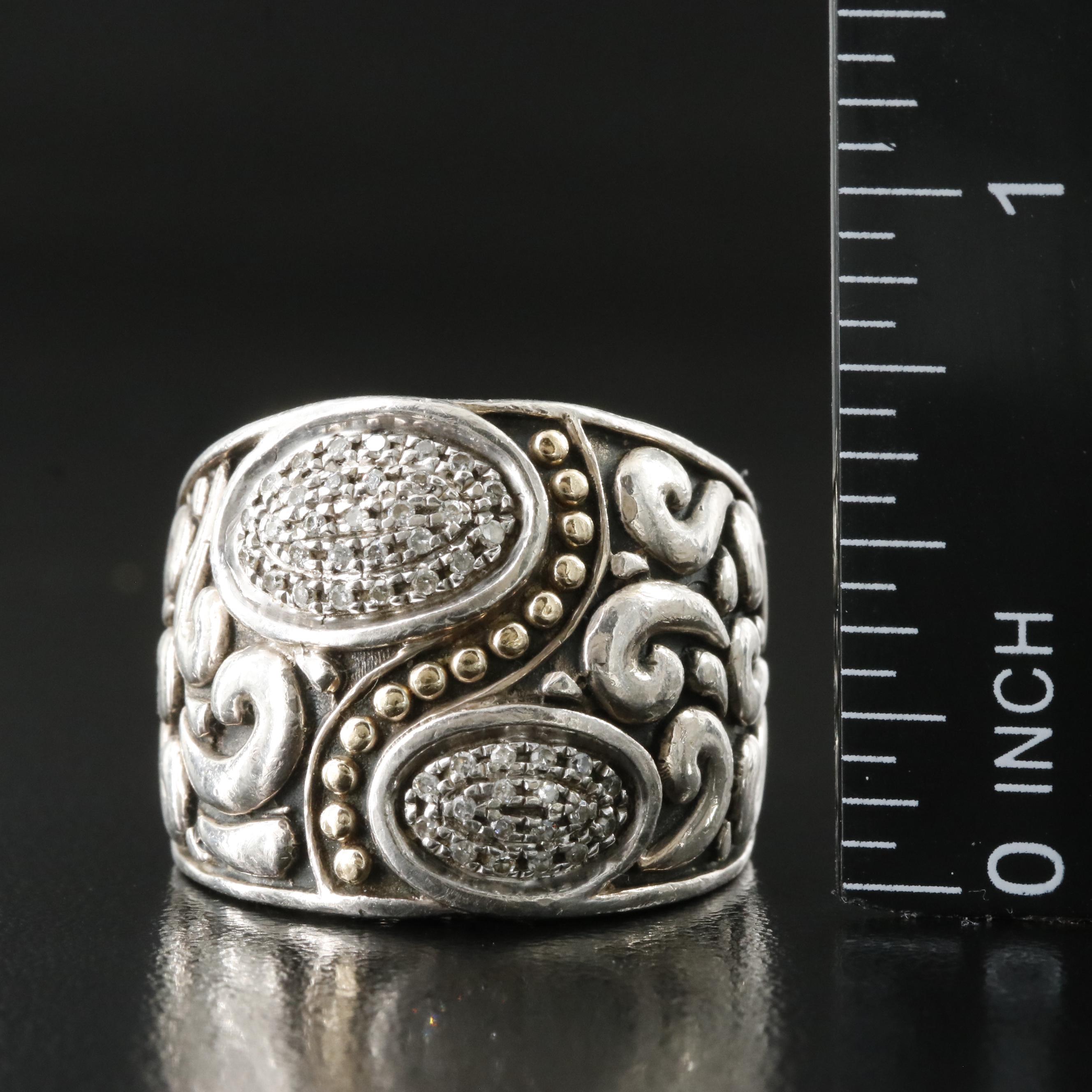 EFFY Sterling Diamond Ring with 18K Accents