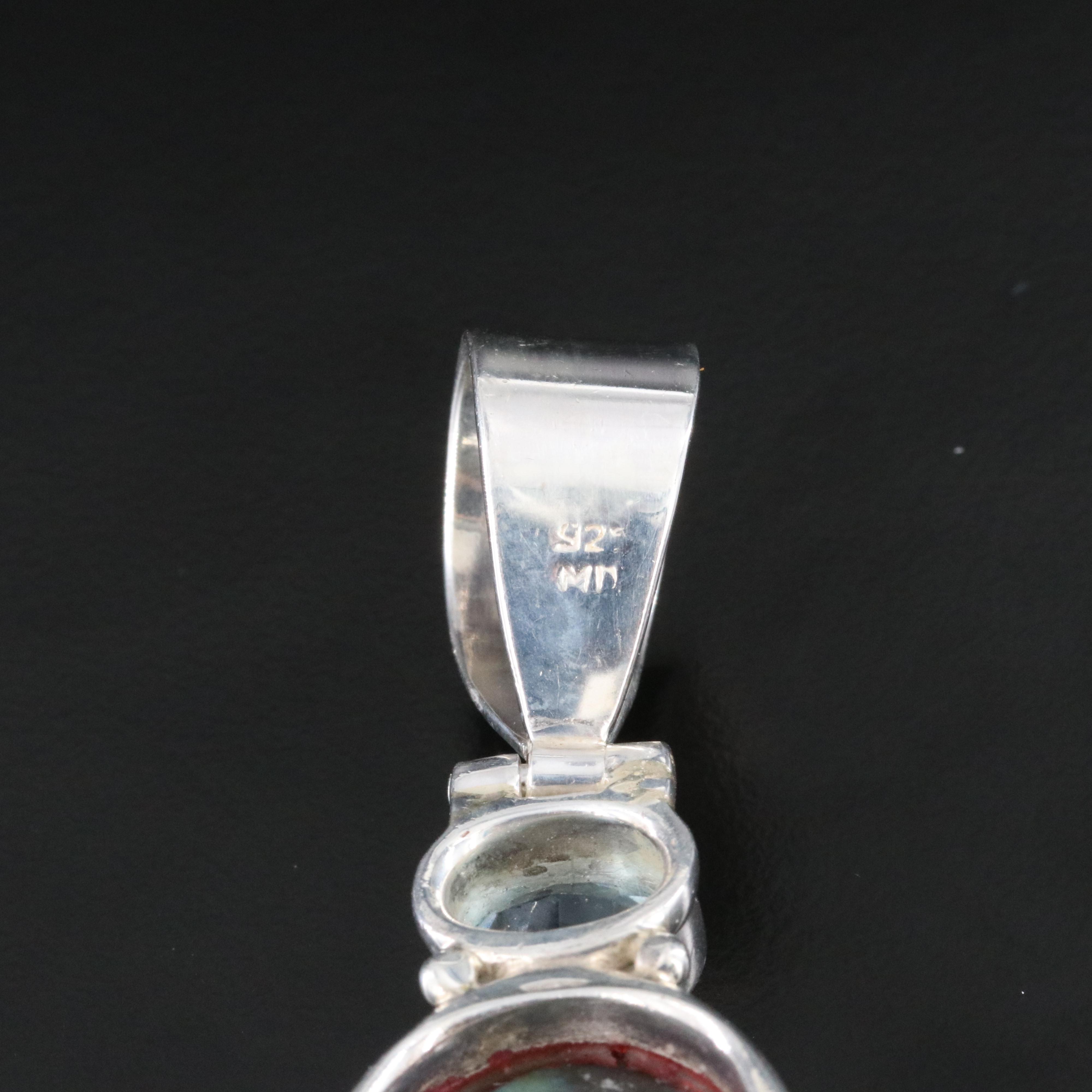 Sterling Labradorite, Blue Topaz and Pearl Pendant