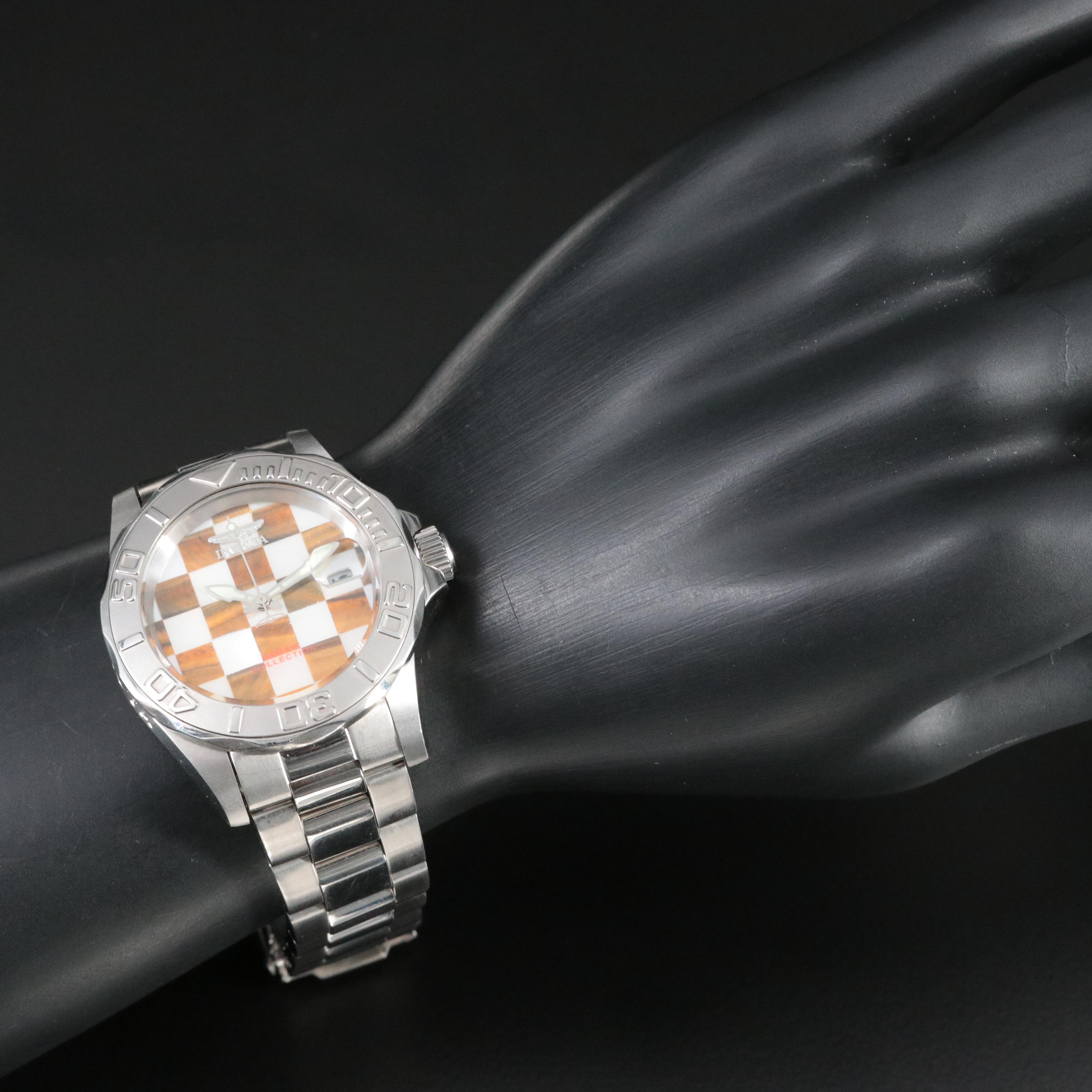 Invicta Mosaic Mother-of-Pearl and Wood Tiles Dial Watch