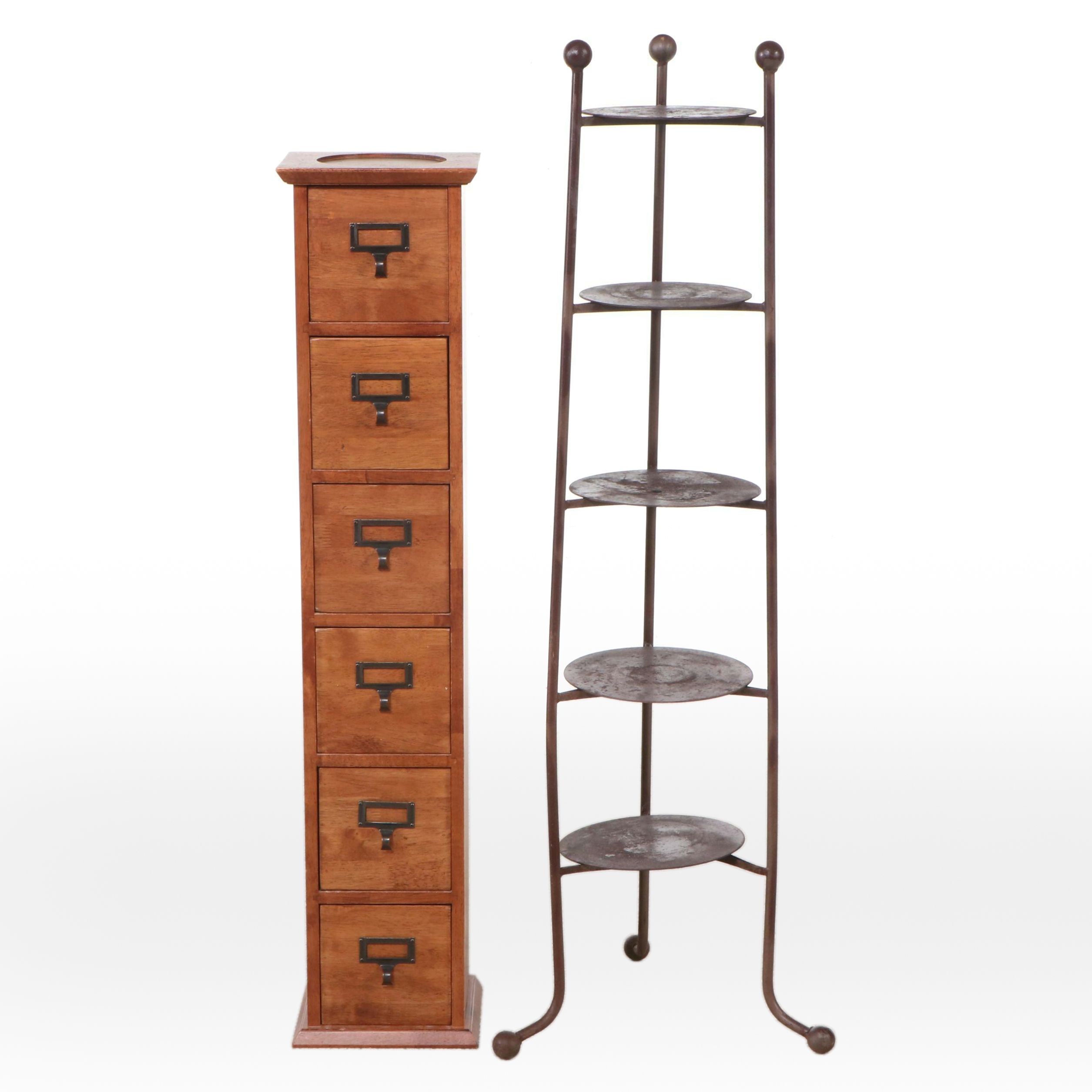 Metal Pot Rack with Wood Card File