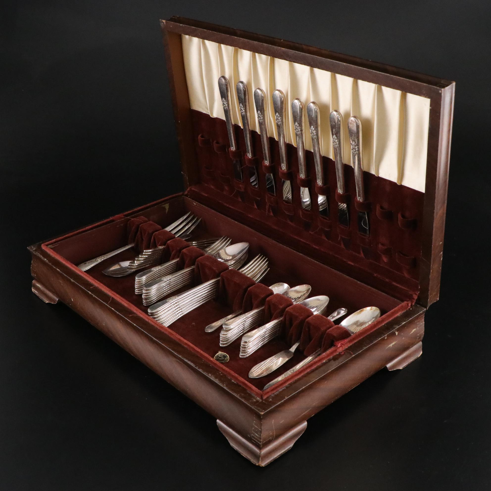 Rogers Bros. International Silver "Adoration" Silver Plate Flatware Service