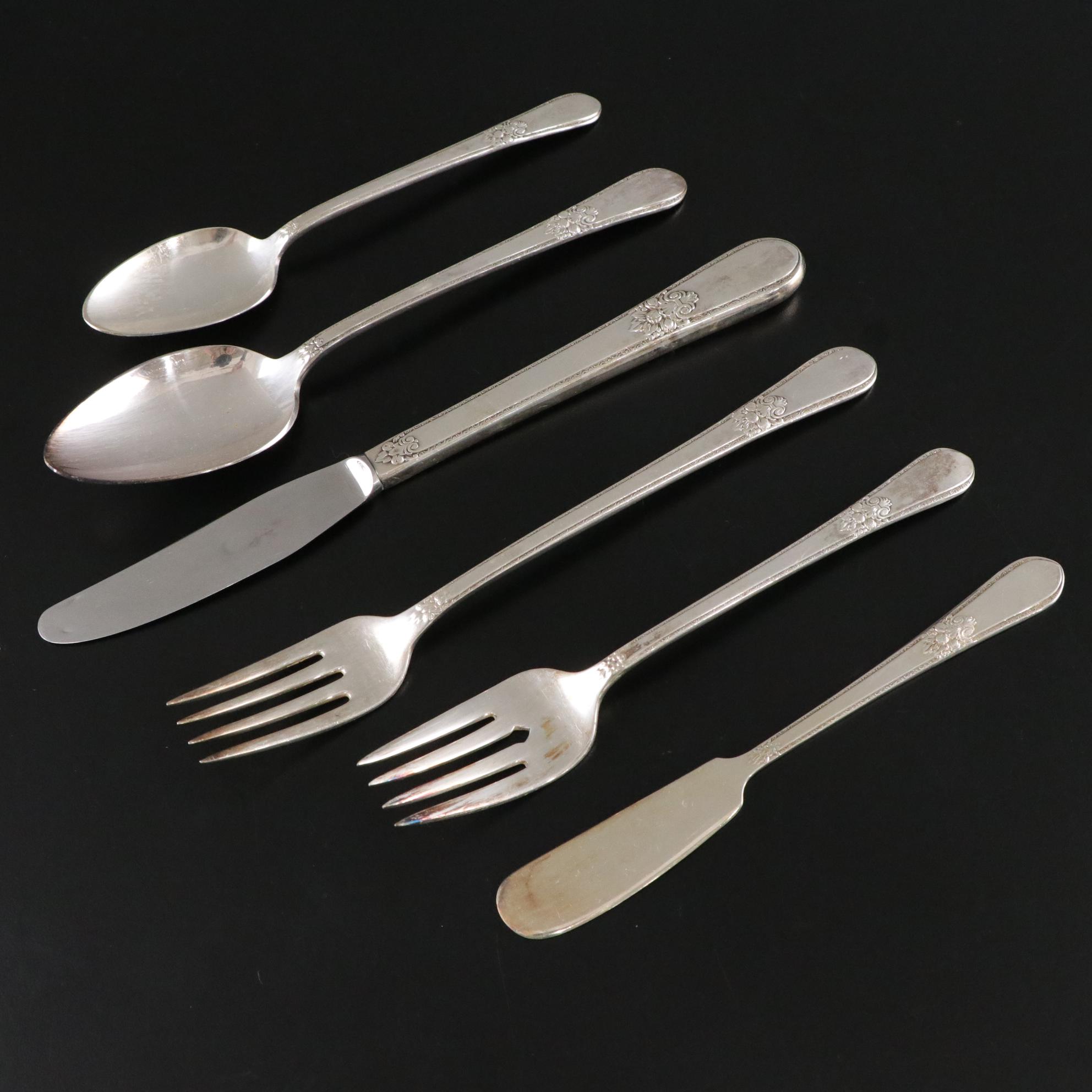 Rogers Bros. International Silver "Adoration" Silver Plate Flatware Service