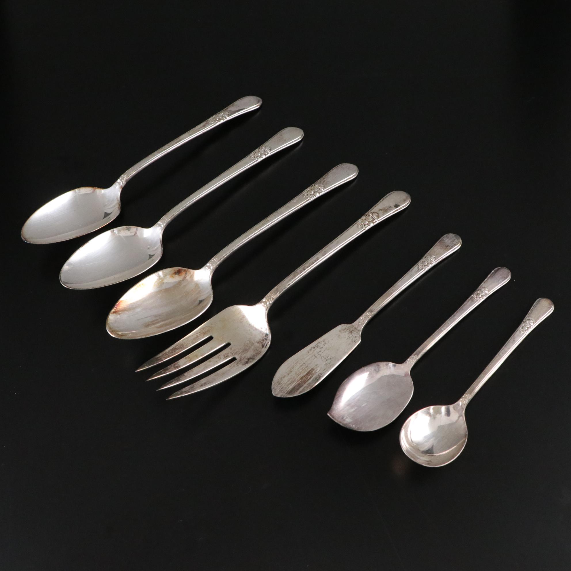 Rogers Bros. International Silver "Adoration" Silver Plate Flatware Service