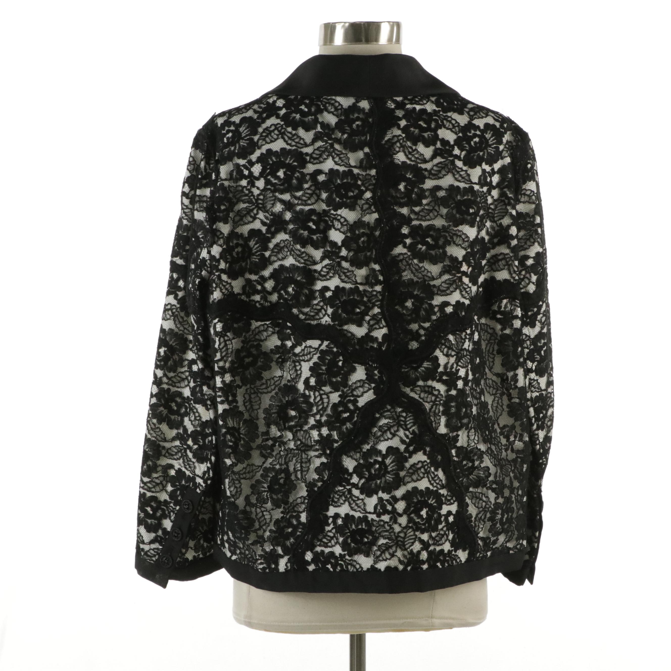 Chanel Camellia Lace Jacket with Silk Trim