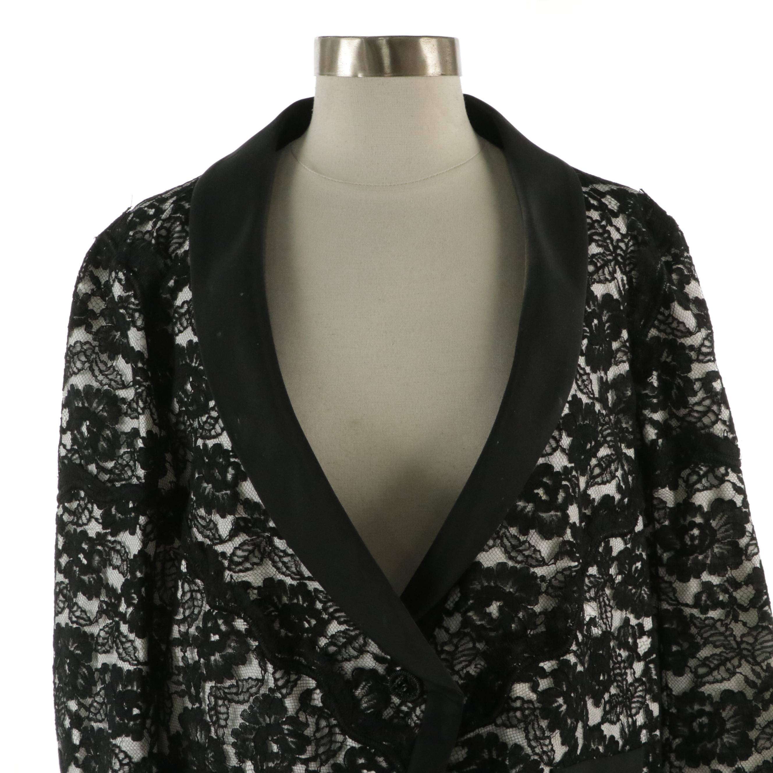 Chanel Camellia Lace Jacket with Silk Trim