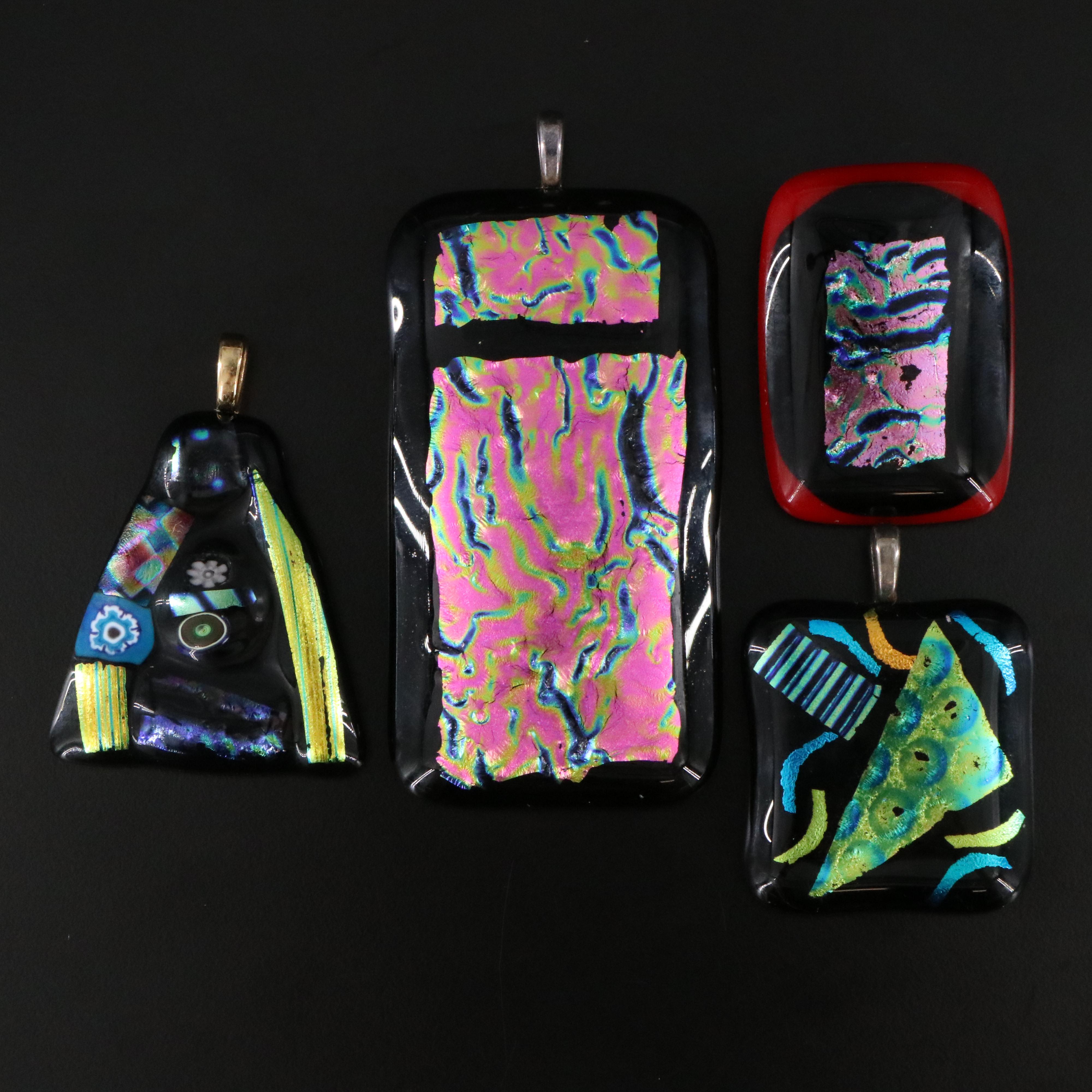 Dichroic Glass Pendants and Converter Brooch