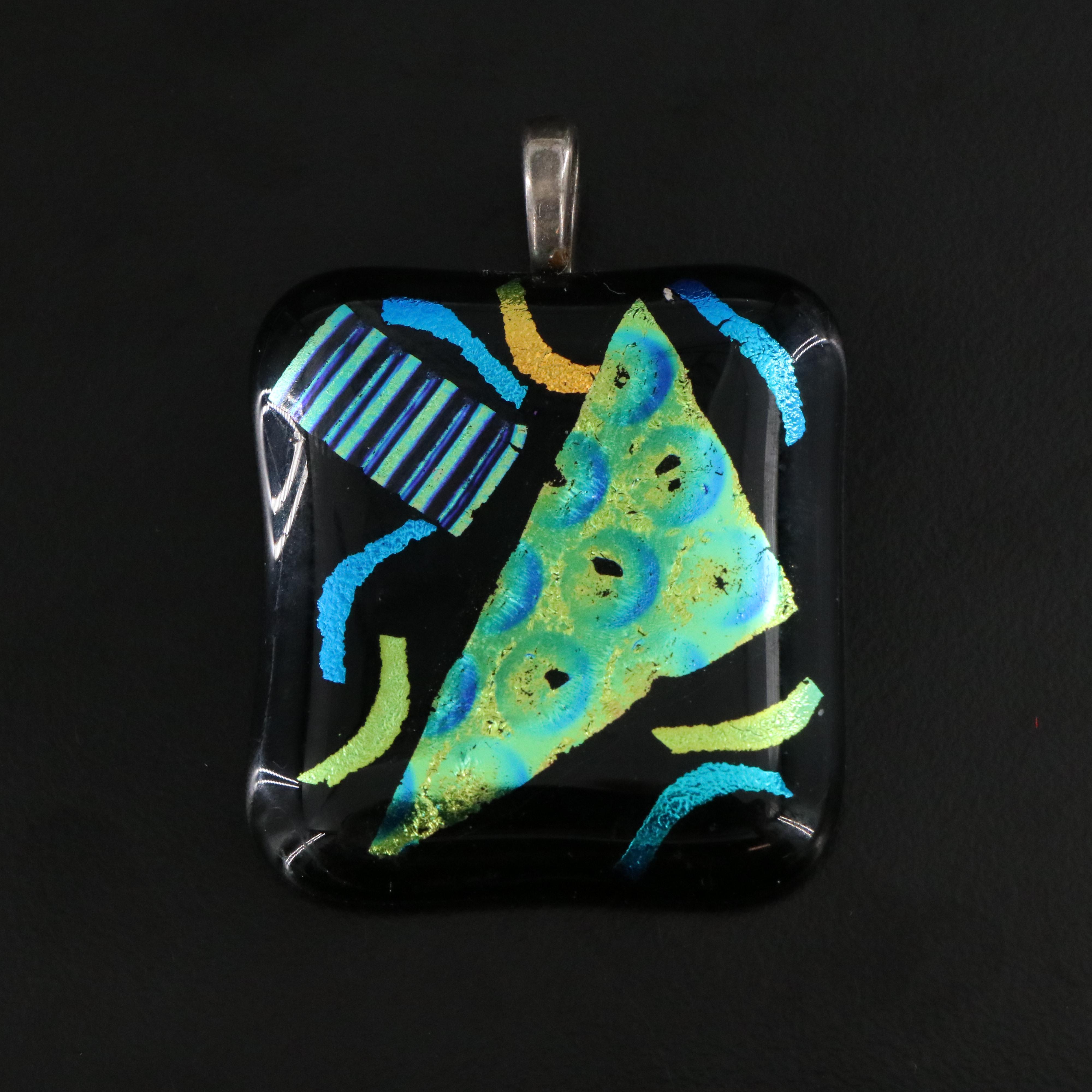 Dichroic Glass Pendants and Converter Brooch