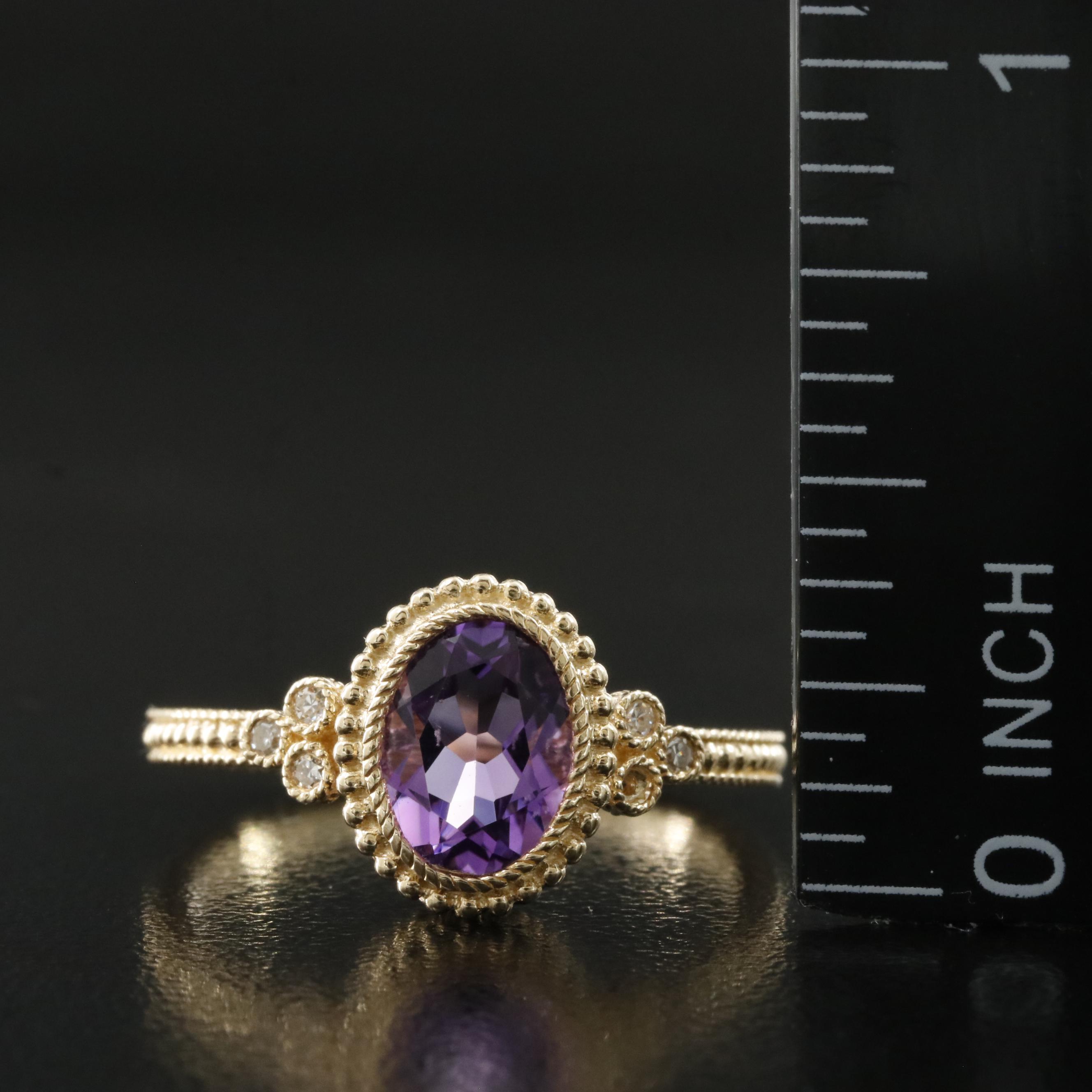 Judith Ripka 14K Amethyst and Diamond Ring