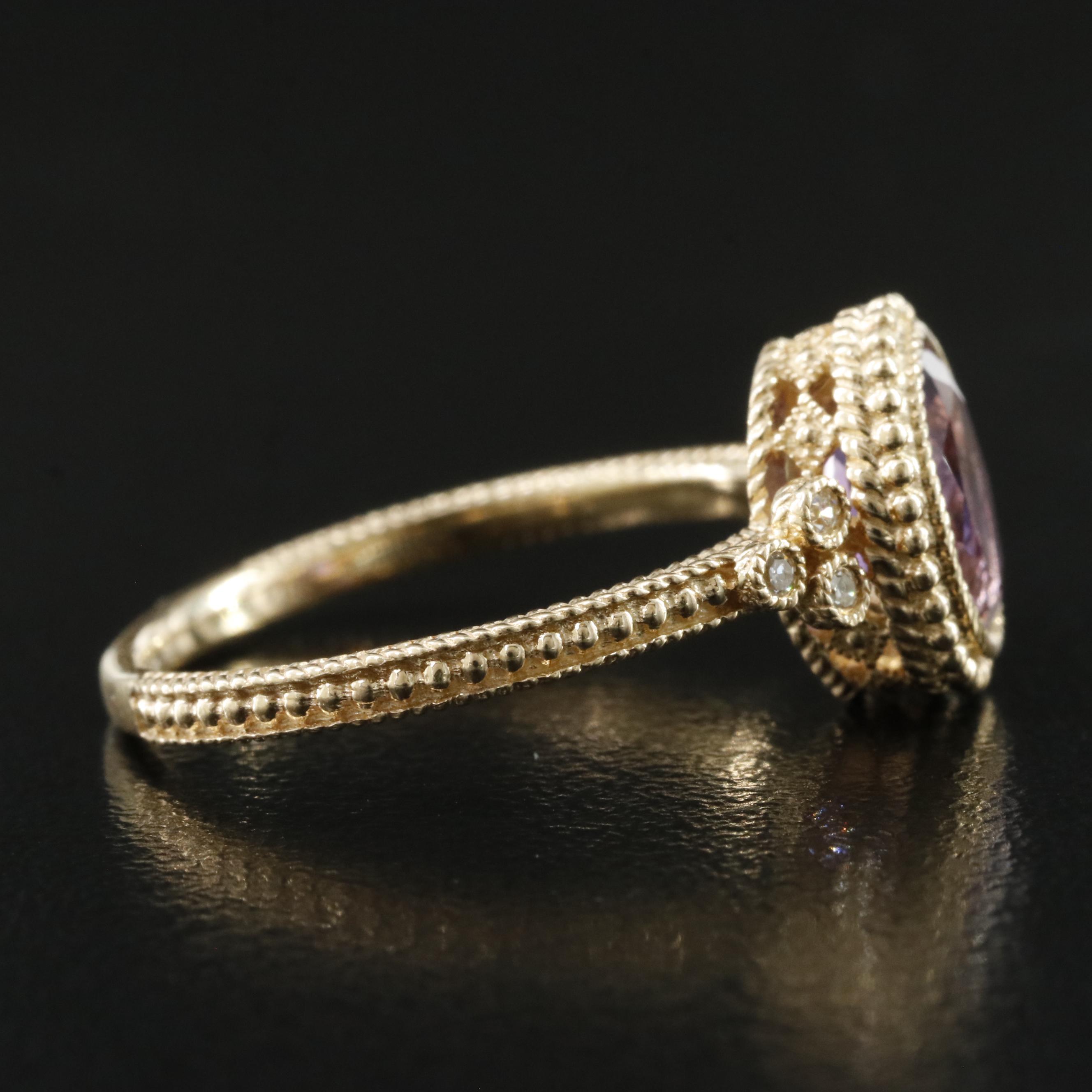 Judith Ripka 14K Amethyst and Diamond Ring