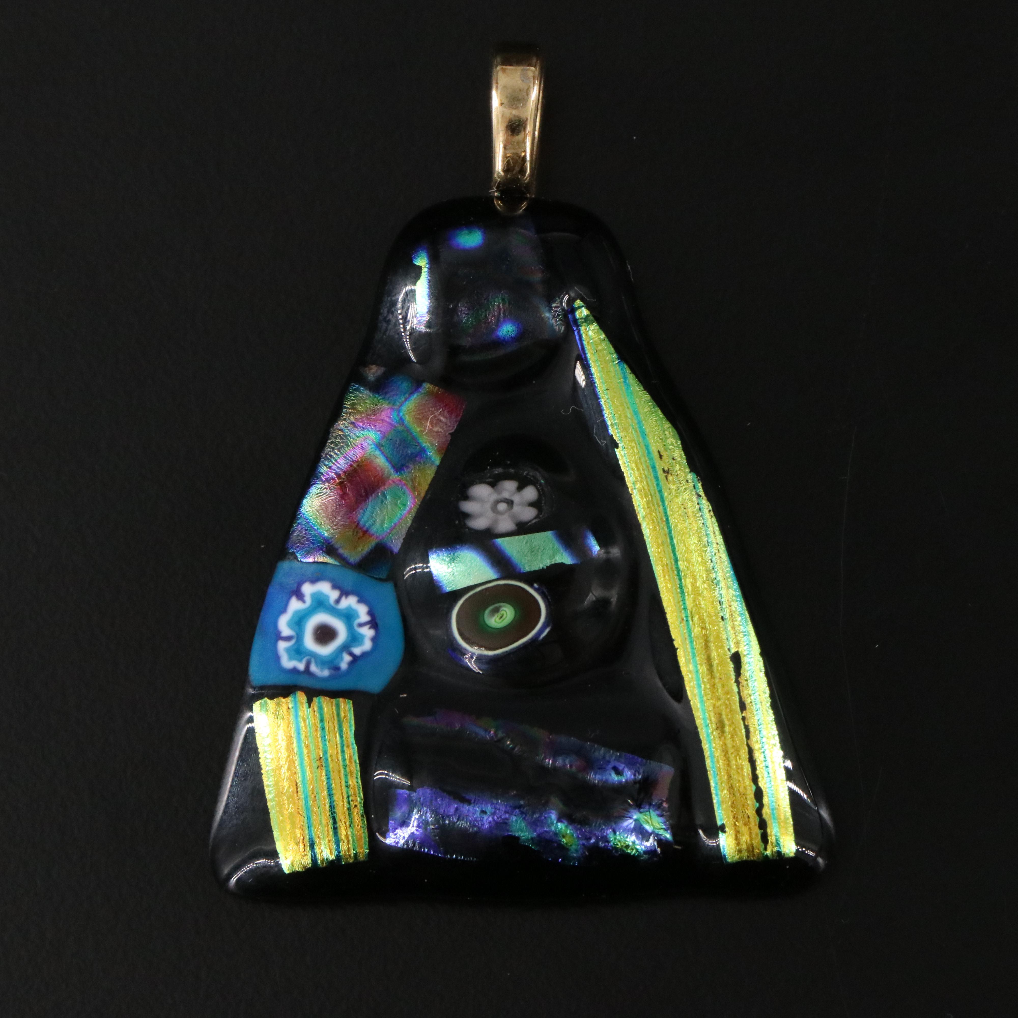 Dichroic Glass Pendants and Converter Brooch