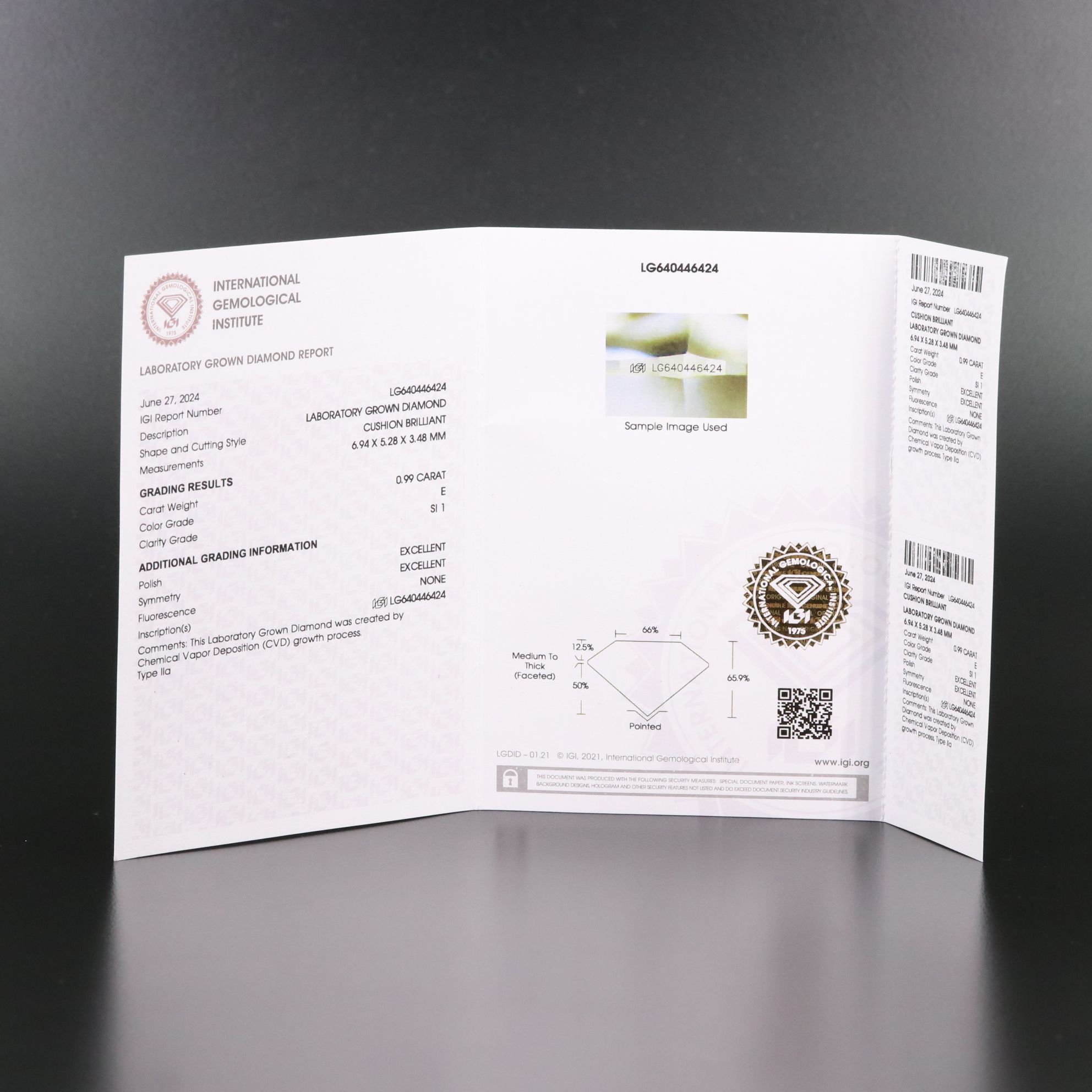 Loose 0.99 CT Lab Grown Diamond with IGI Report