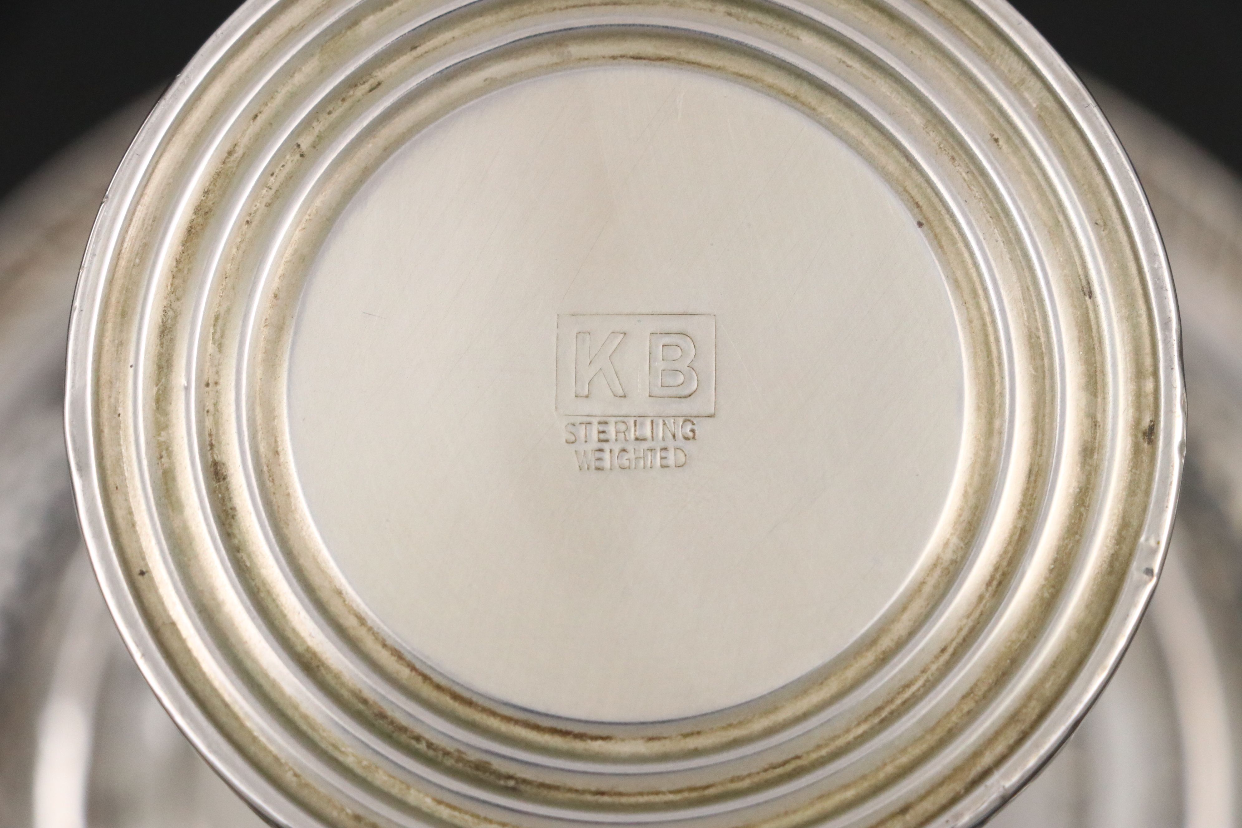 Etched Glass and Sterling Champagne Coupes with Sterling Compotes, 20th C.