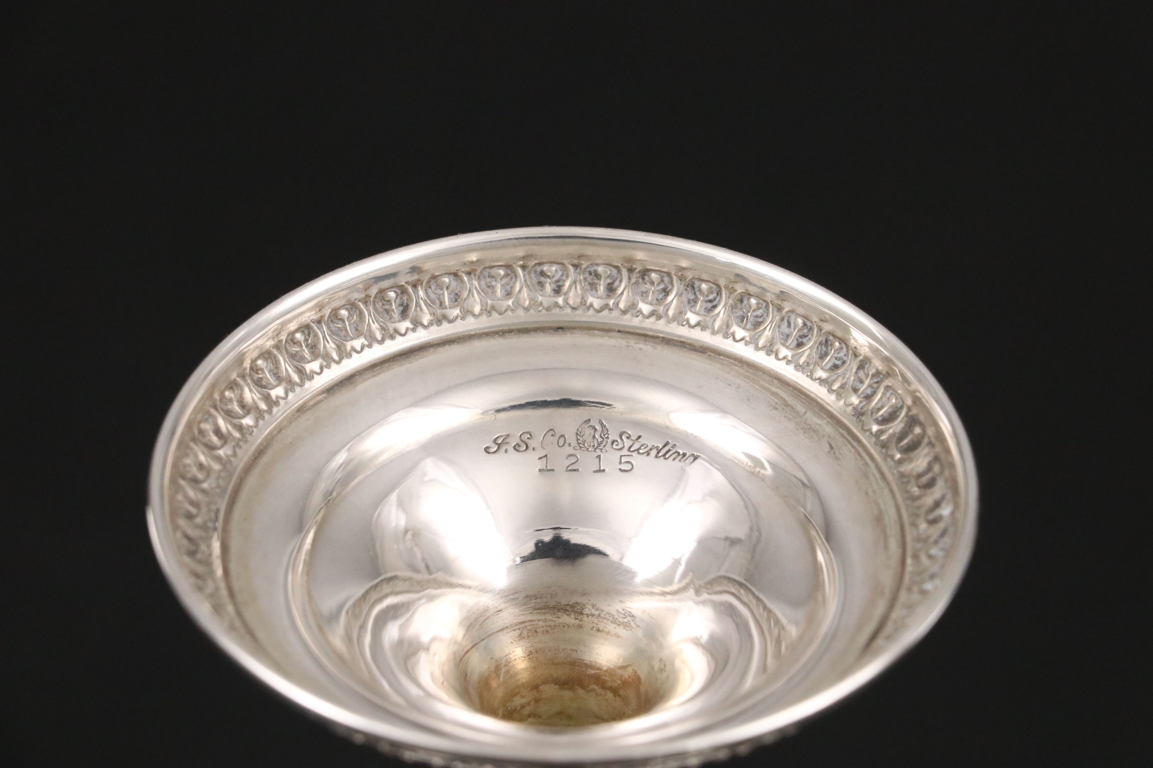 Etched Glass and Sterling Champagne Coupes with Sterling Compotes, 20th C.