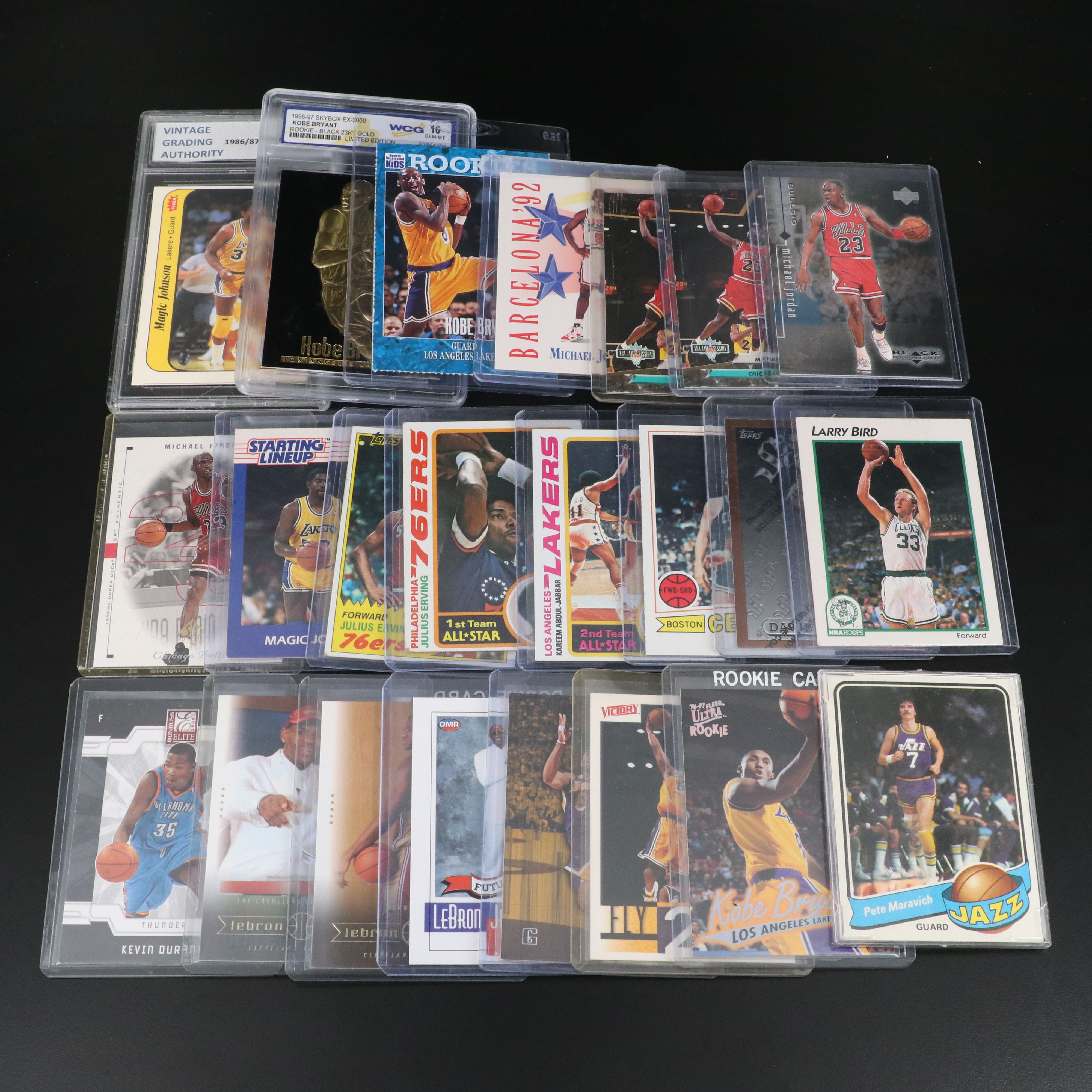 Fleer Ultra and Other Basketball Cards with Jordan, Kobe, Lebron, Erving, Durant