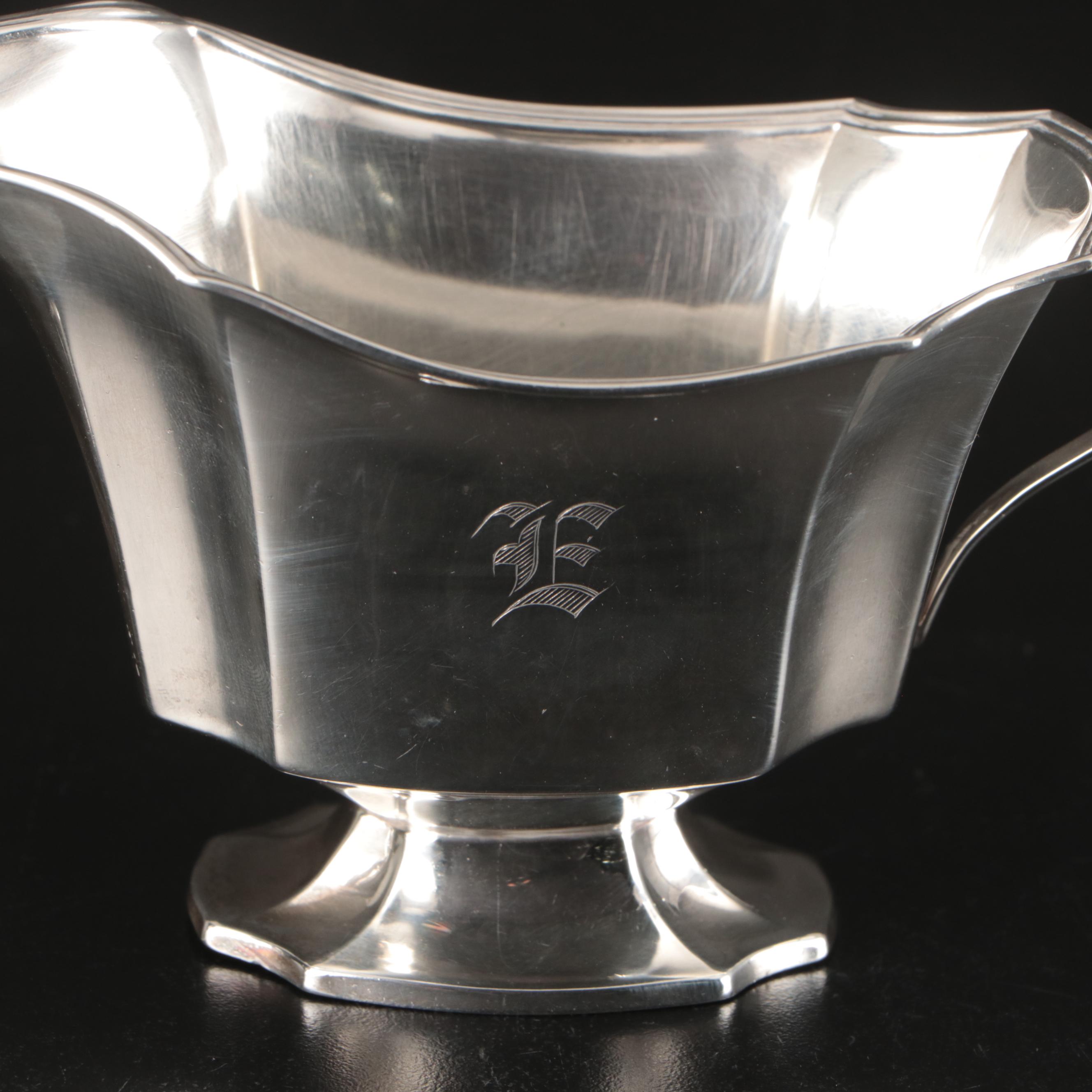 Danbury Mint Sterling Boston Tea Party Plate with Wallace Creamer and Sugar