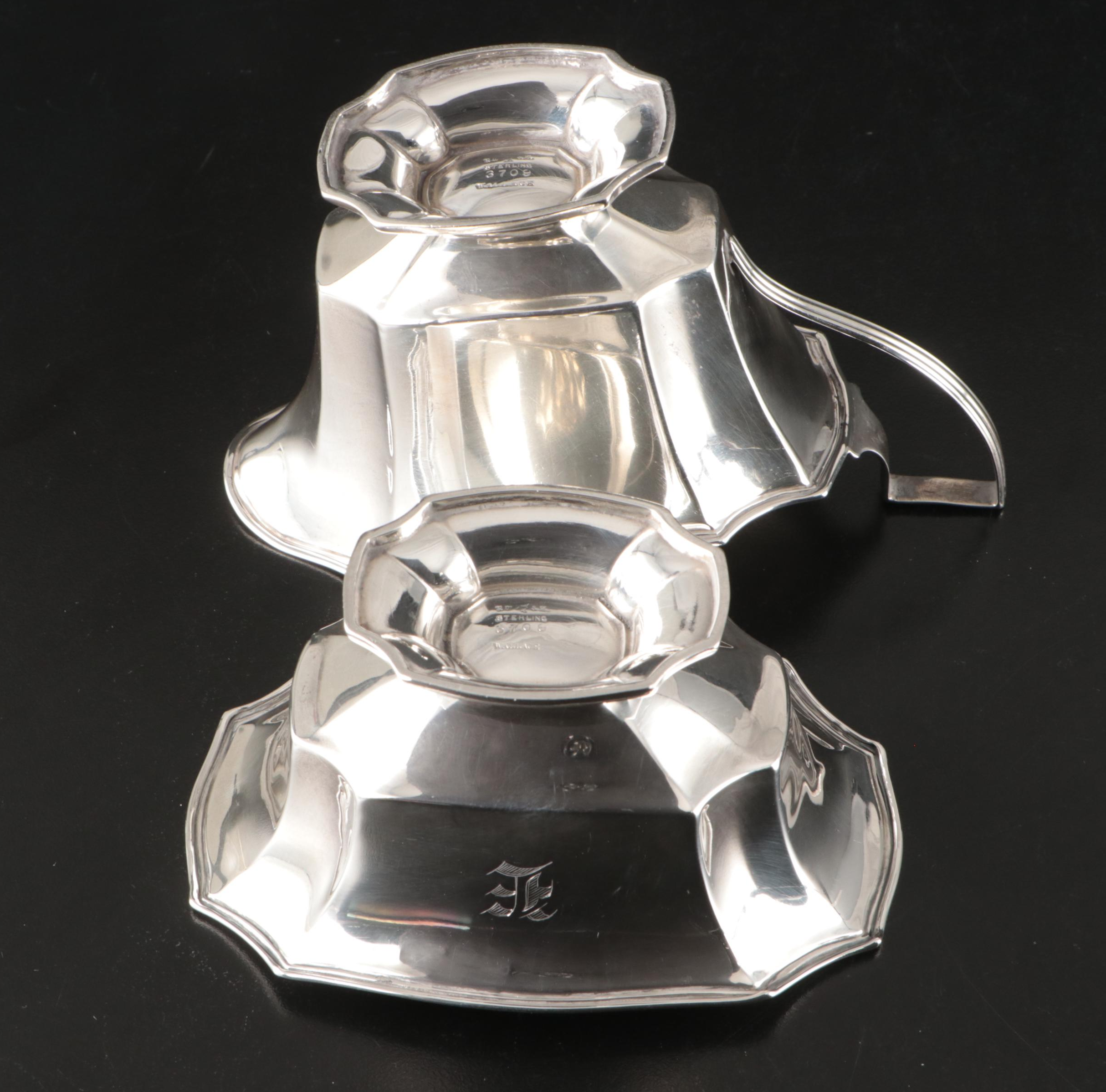 Danbury Mint Sterling Boston Tea Party Plate with Wallace Creamer and Sugar