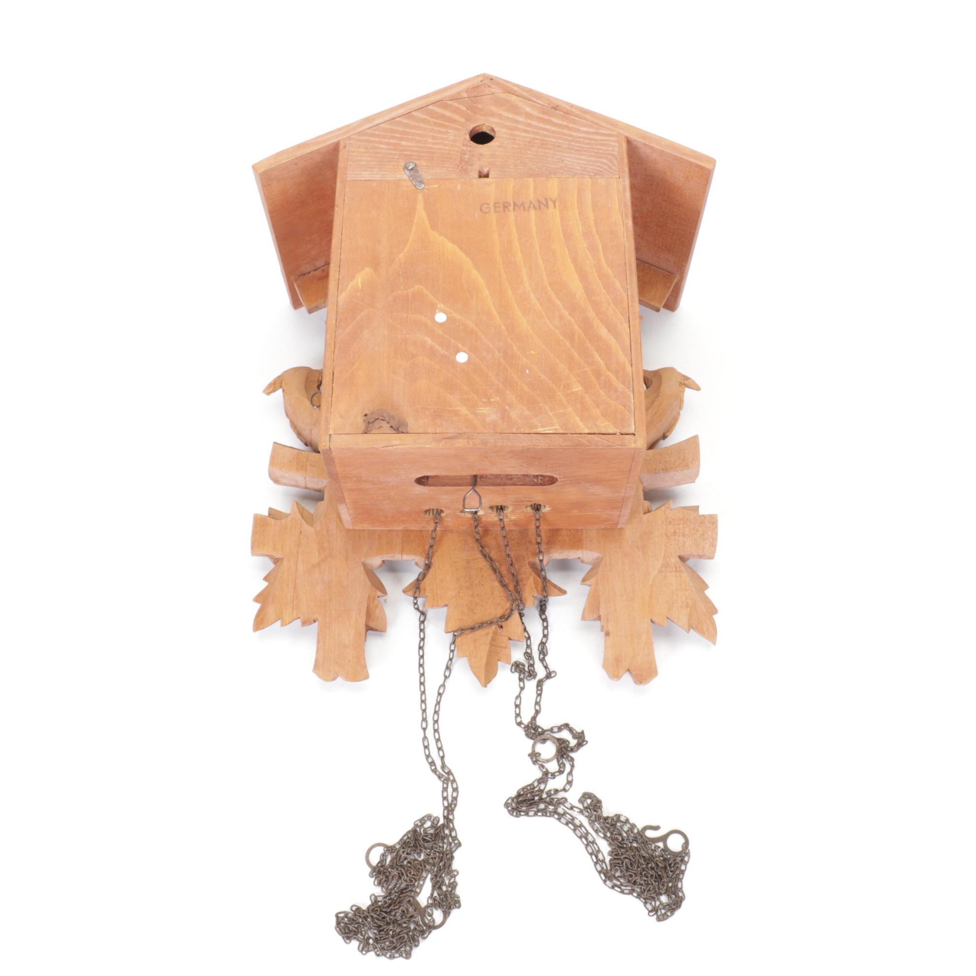 German Black Forest Style Carved Wood Cuckoo Clock