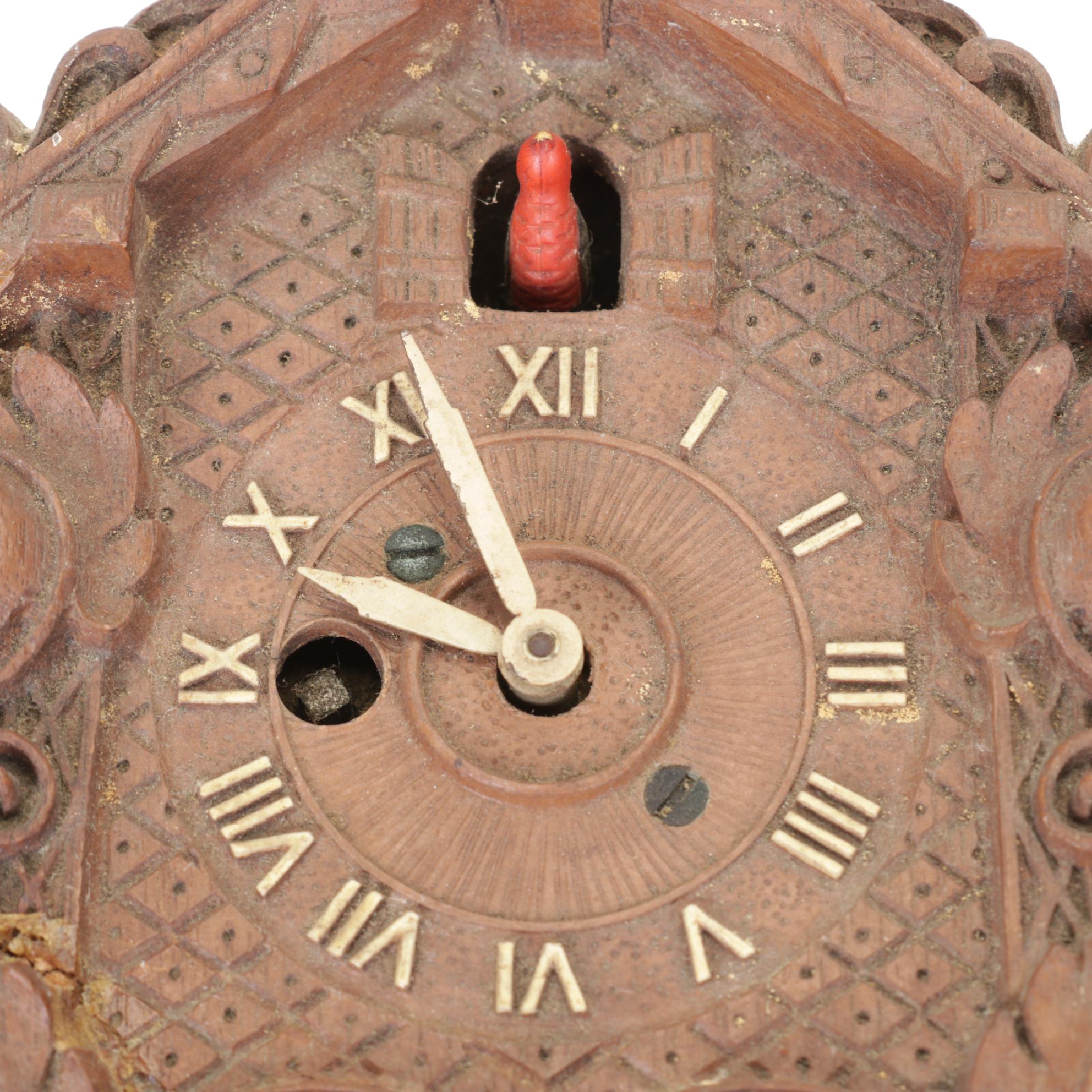 German Black Forest Style Carved Wood Cuckoo Clock
