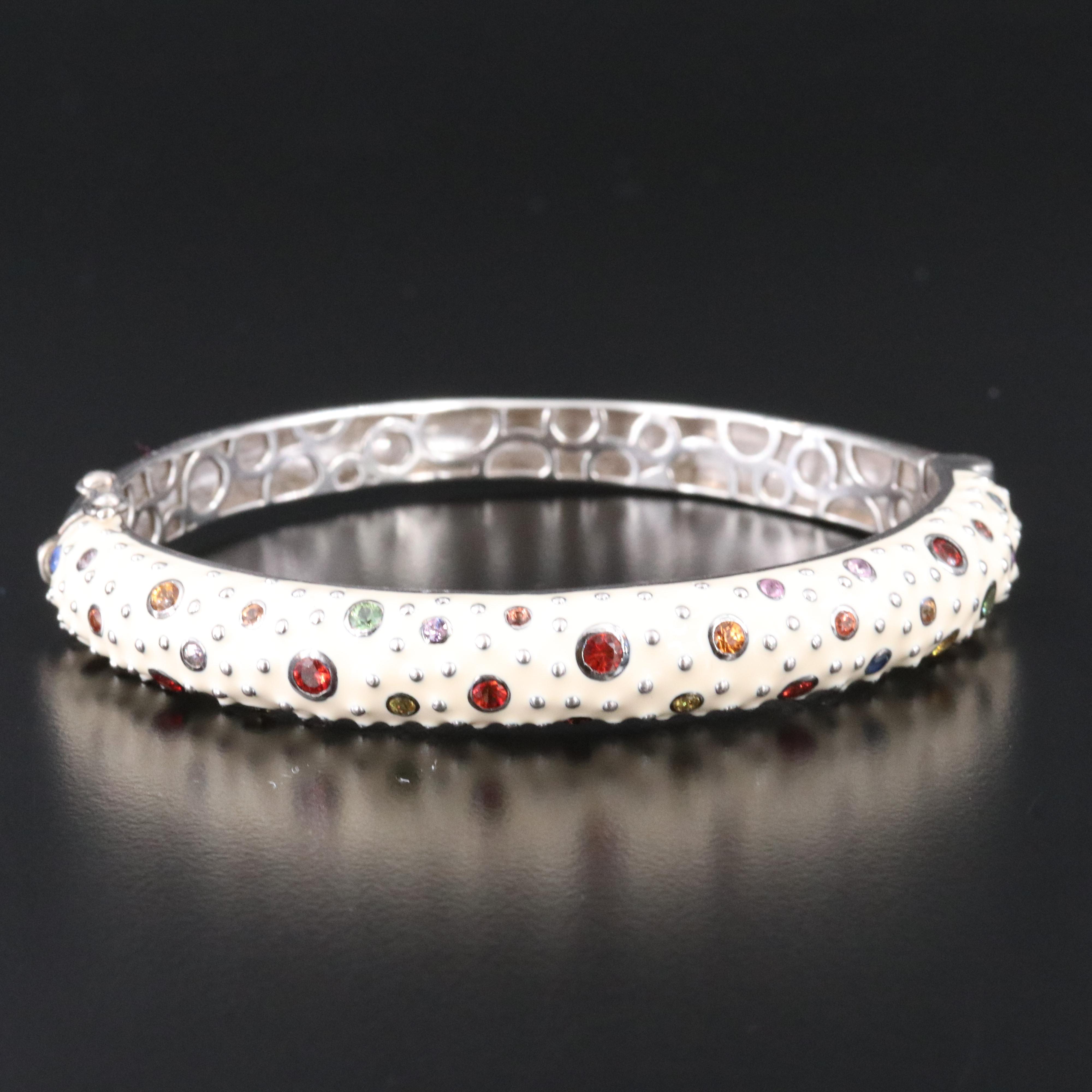 EFFY Sterling Sapphire and Enamel Hinged Bangle Bracelet