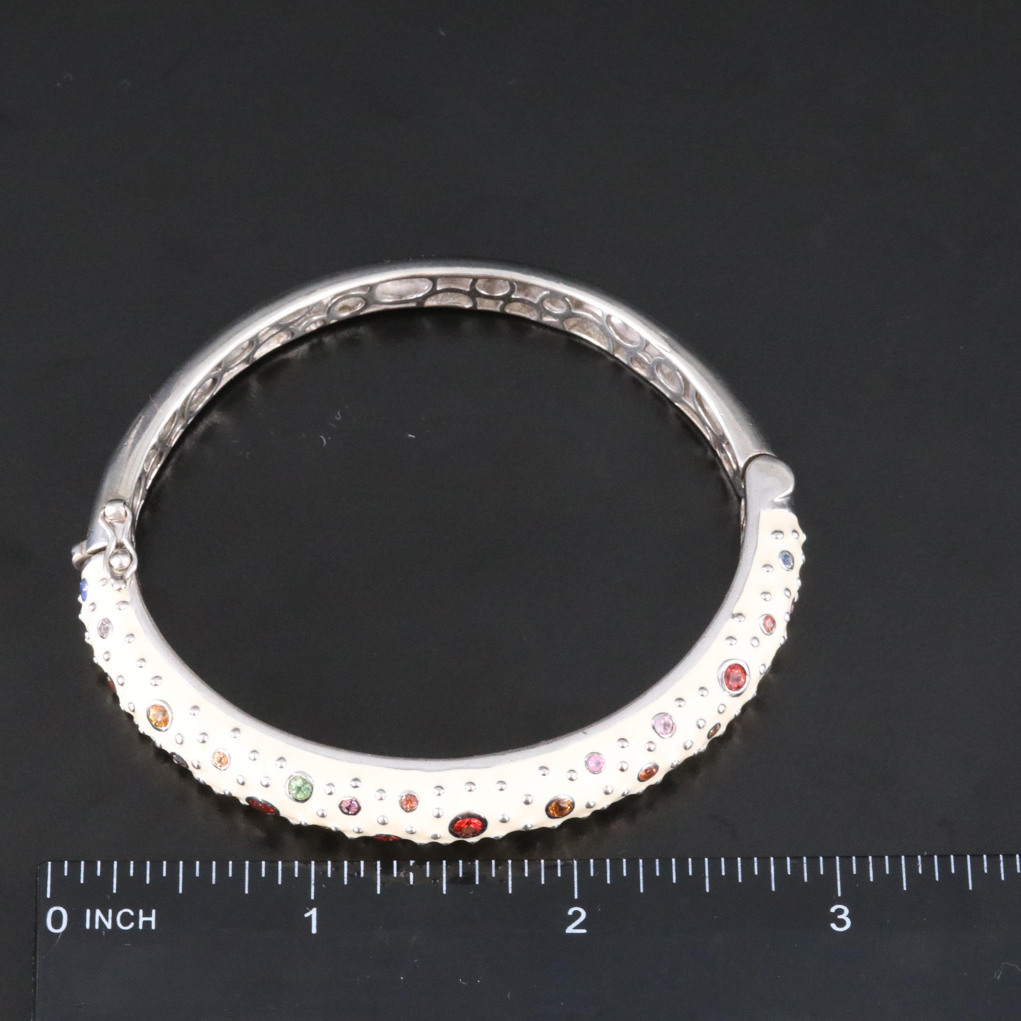 EFFY Sterling Sapphire and Enamel Hinged Bangle Bracelet