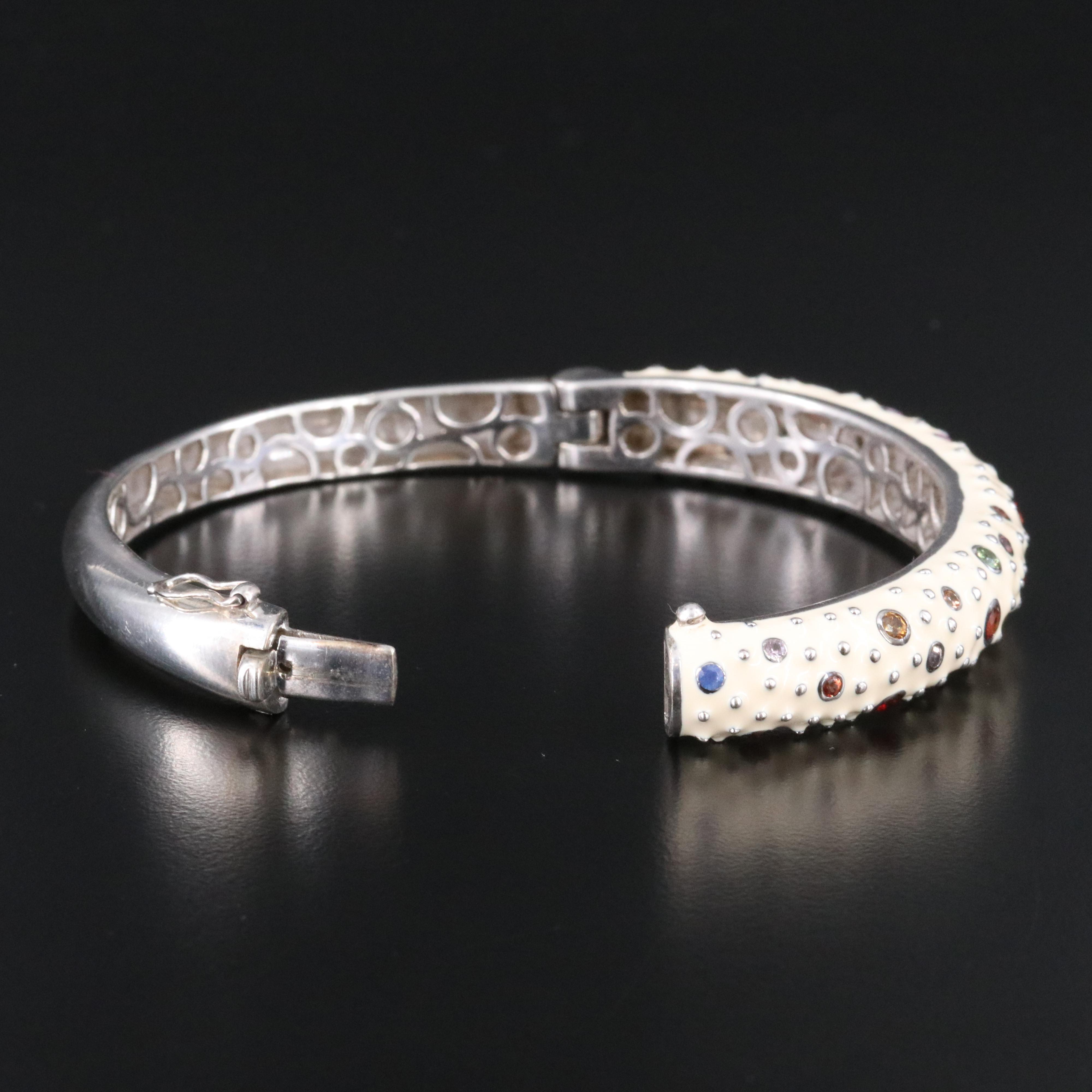 EFFY Sterling Sapphire and Enamel Hinged Bangle Bracelet