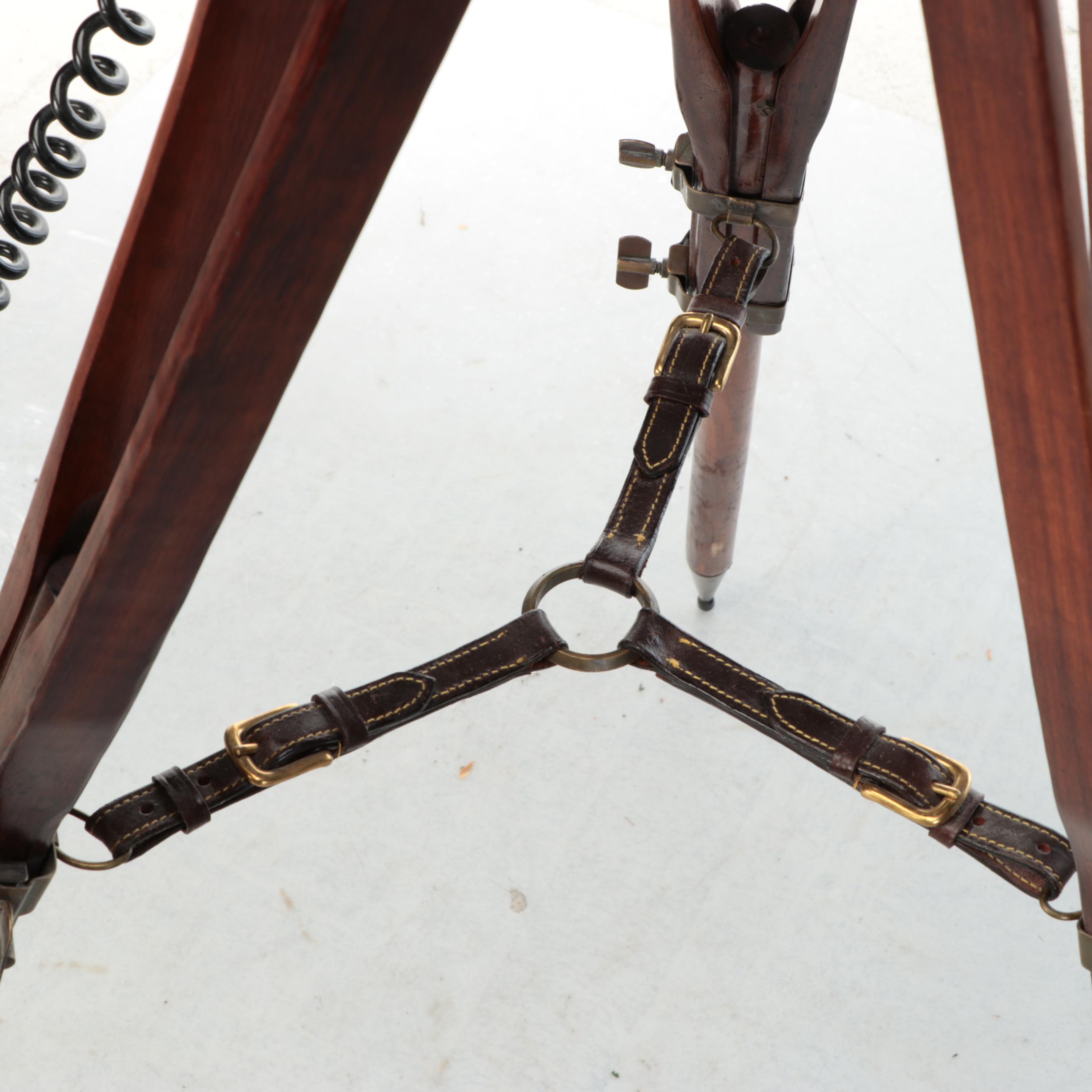 Steampunk Inspired Industrial Spot Lamp and Wooden Tripod Floor Lamp