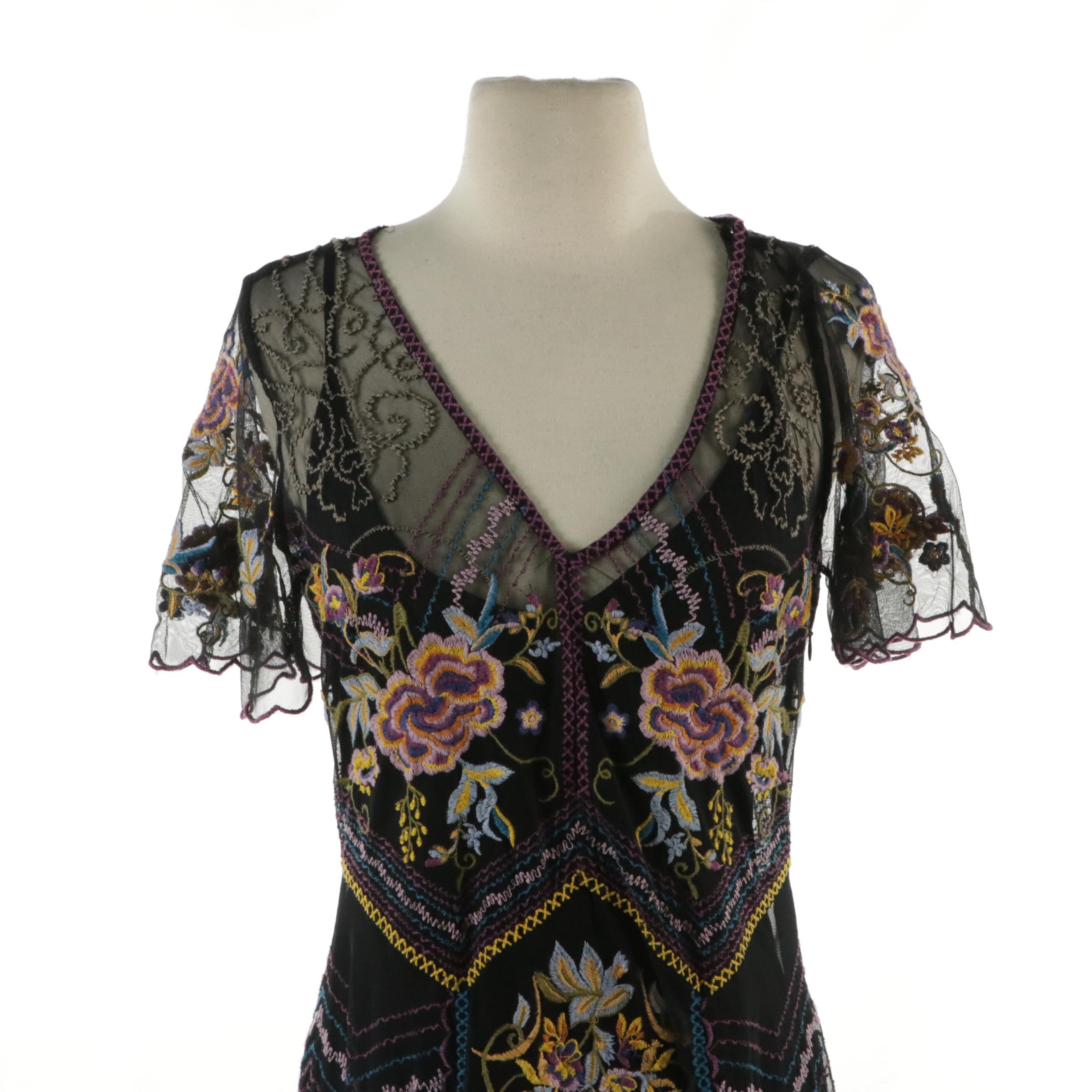 Sundance Sheer Floral Embroidered Maxi Dress, Commense Ruffled Knit Maxi Dress