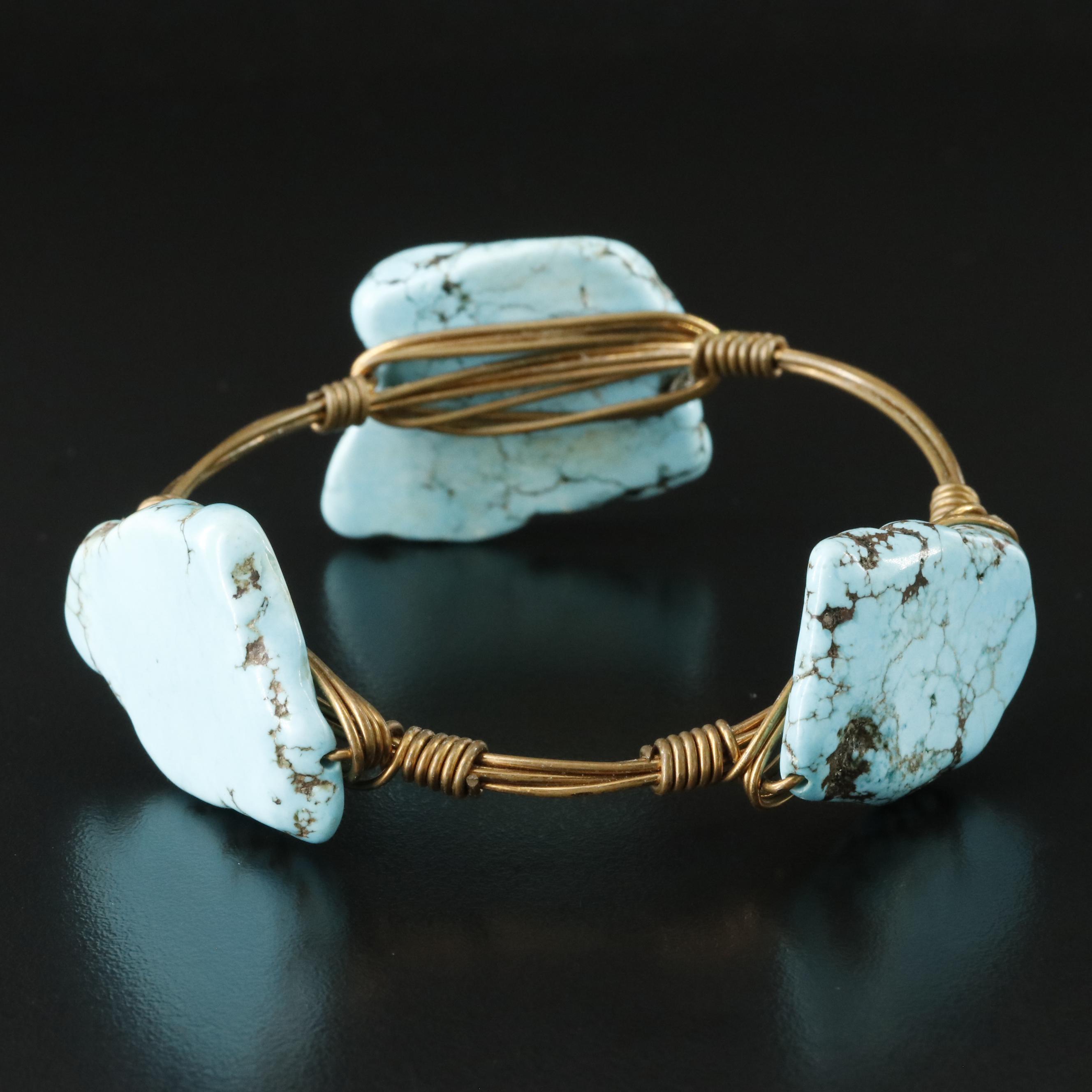 Magnesite Wire Wrap Bracelet