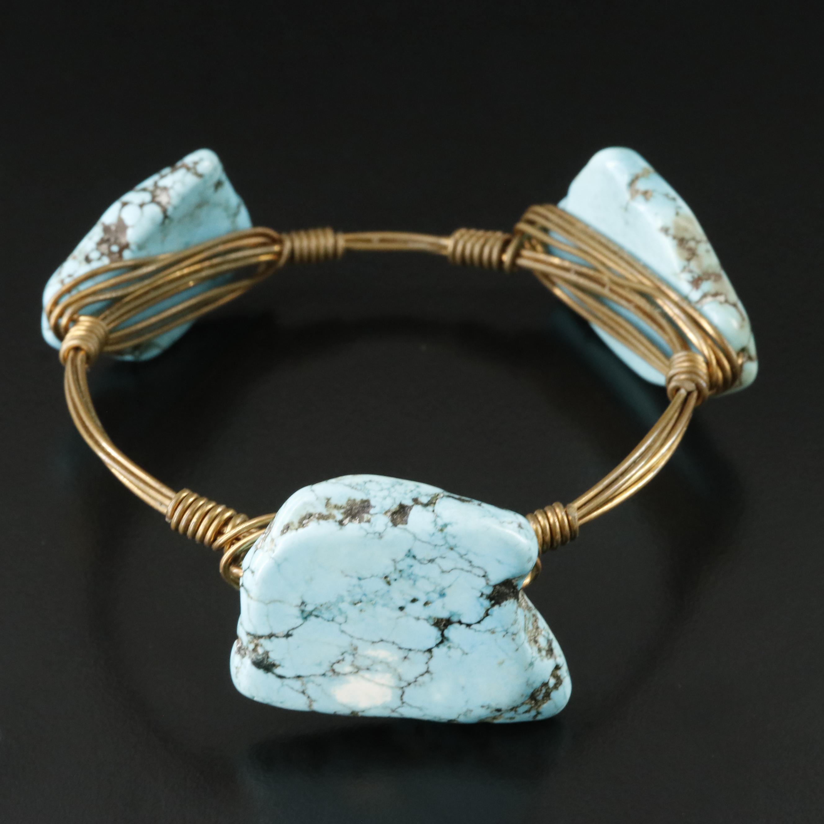 Magnesite Wire Wrap Bracelet