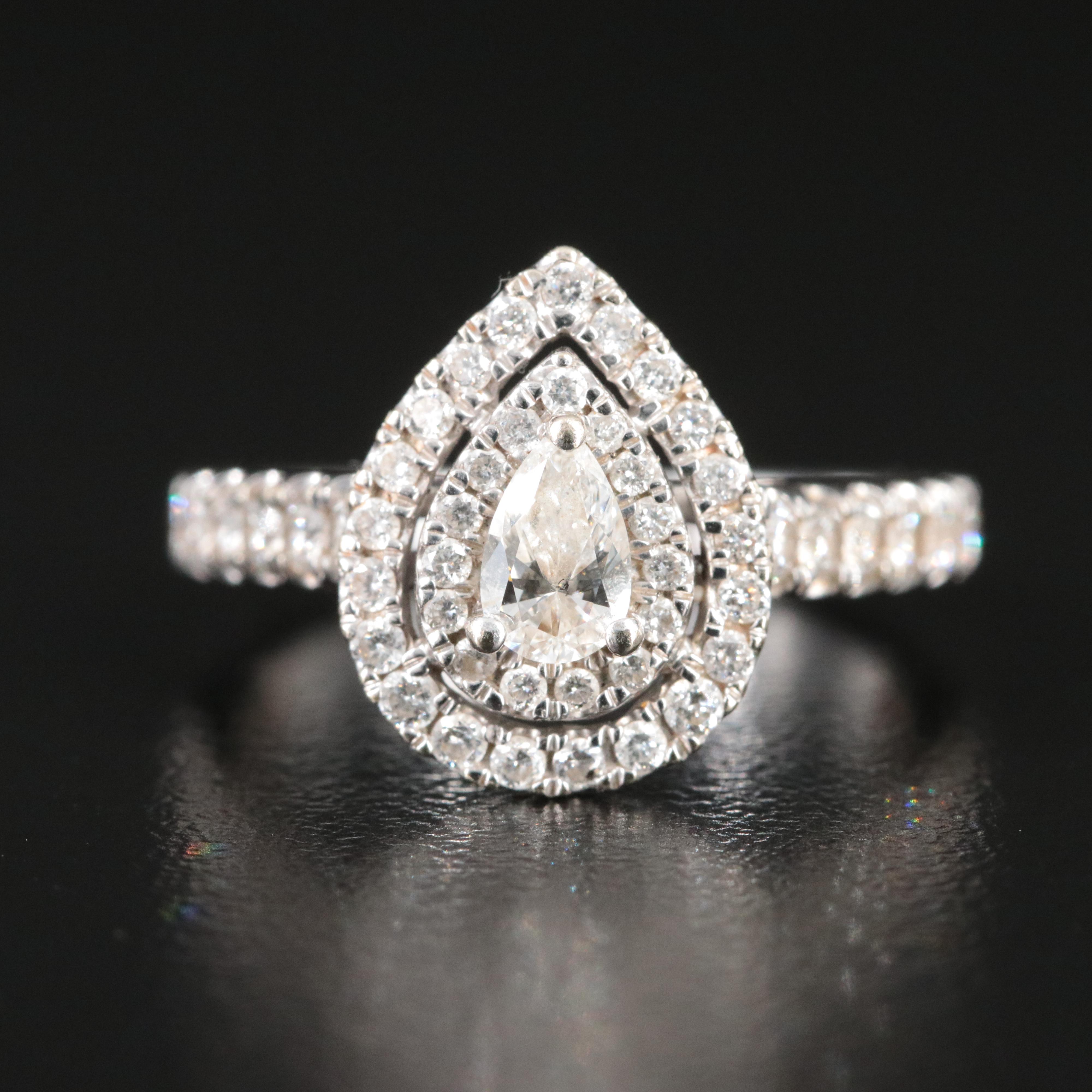 14K 0.97 CTW Triple Drop Diamond Ring