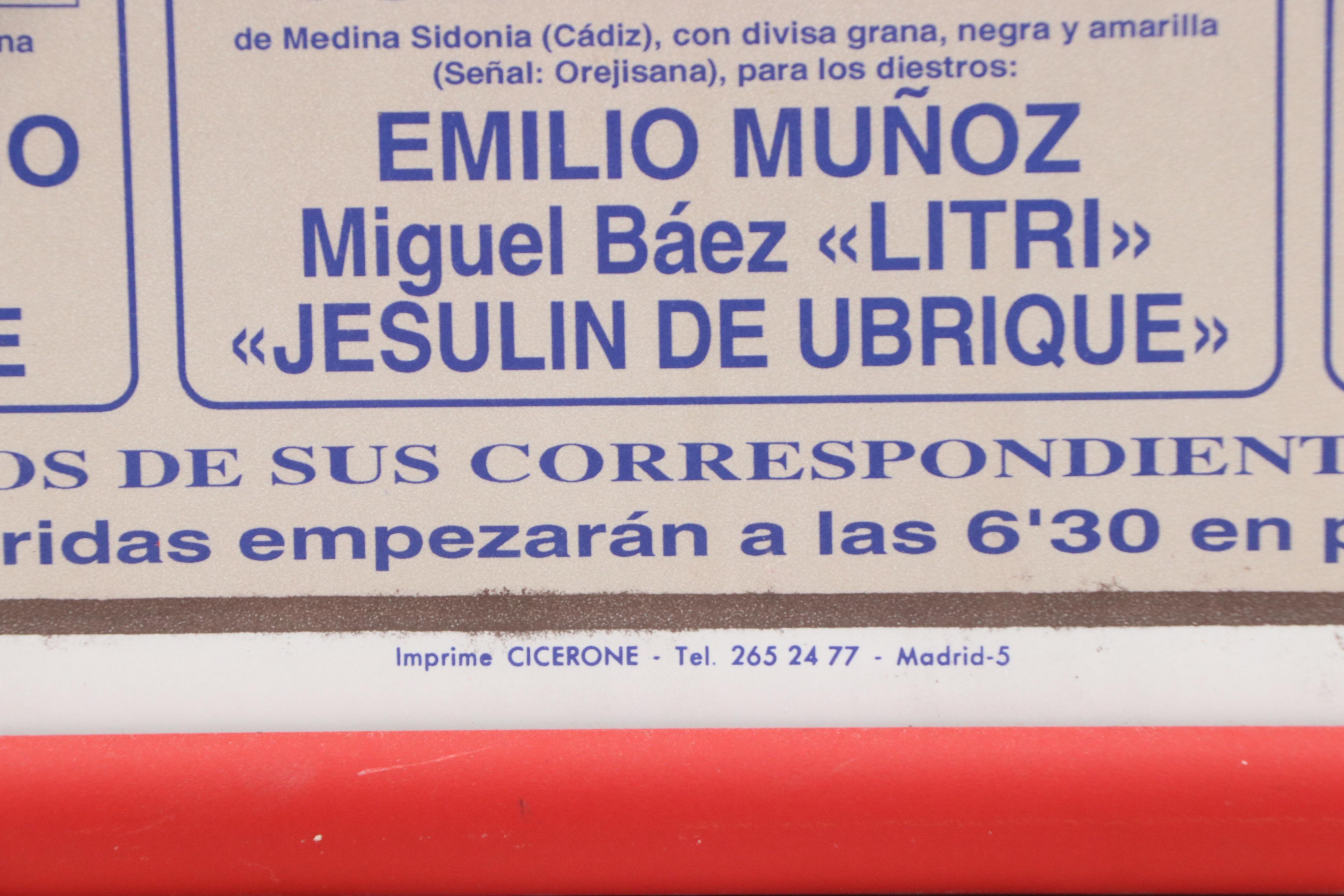 Vintage Lithograph Bullfighting Poster