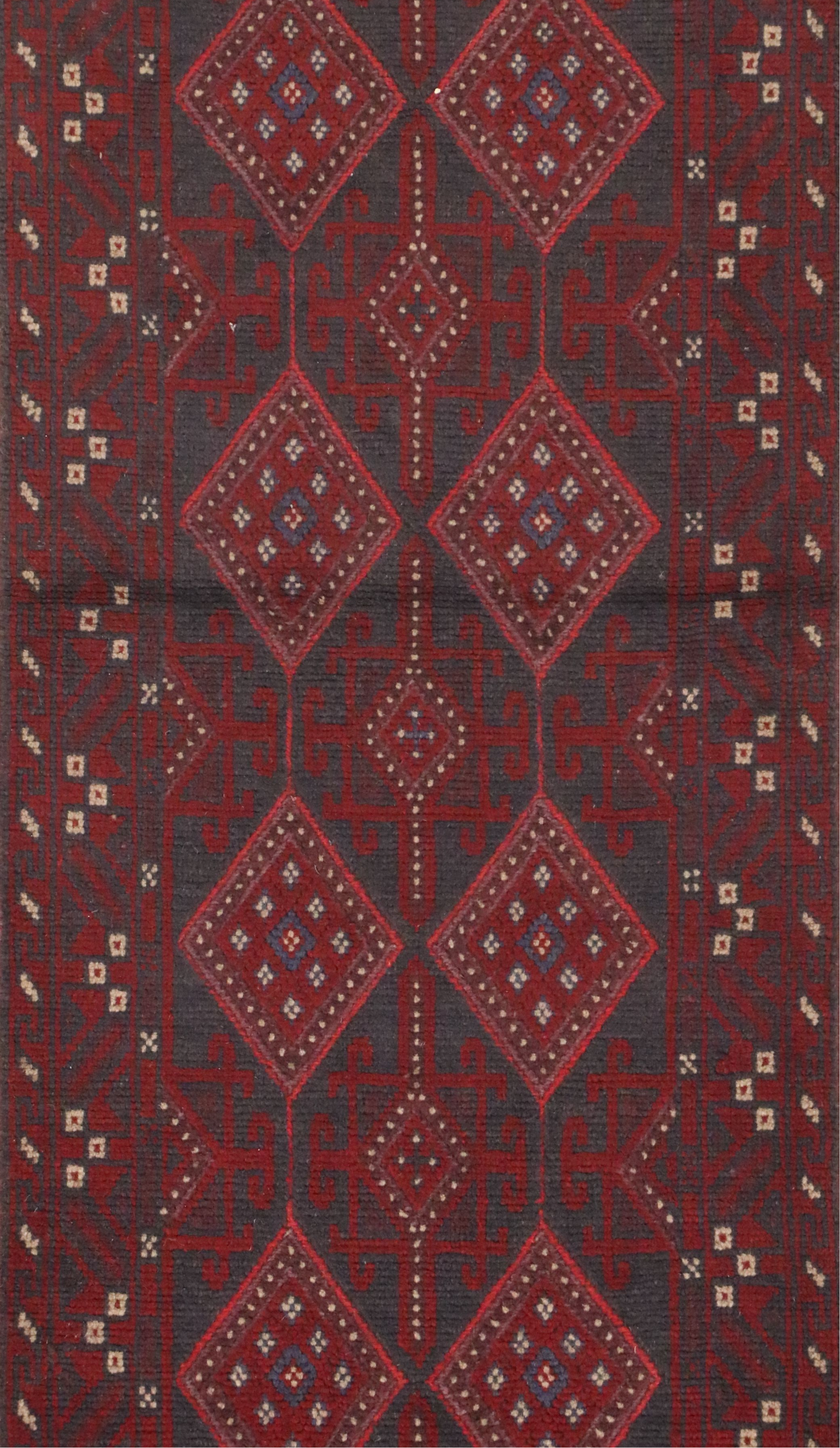 2'5 x 11'8 Hand-Knotted Afghan Mashwani Carpet Runner