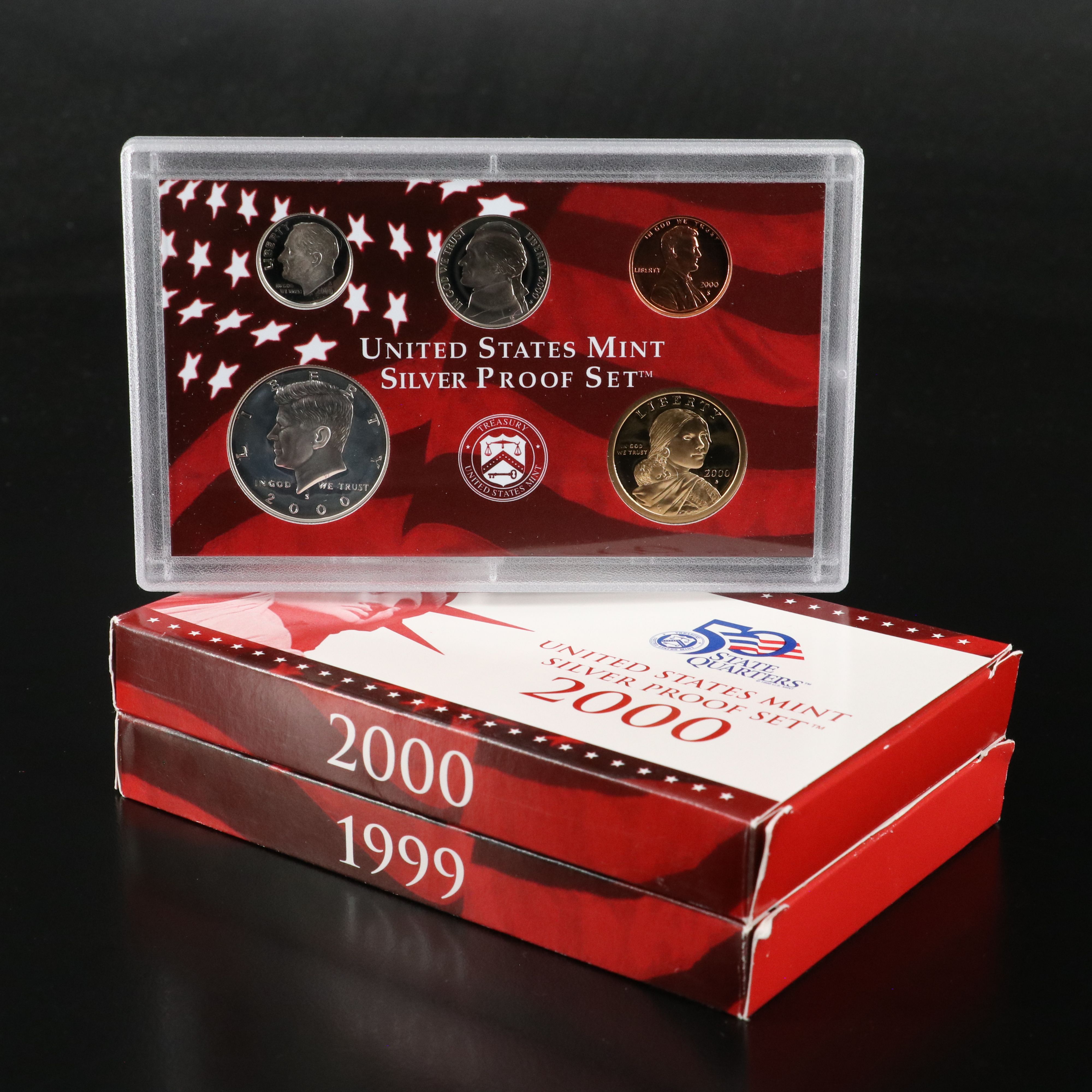 Two United States Modern Silver Proof Sets, 1999 and 2000