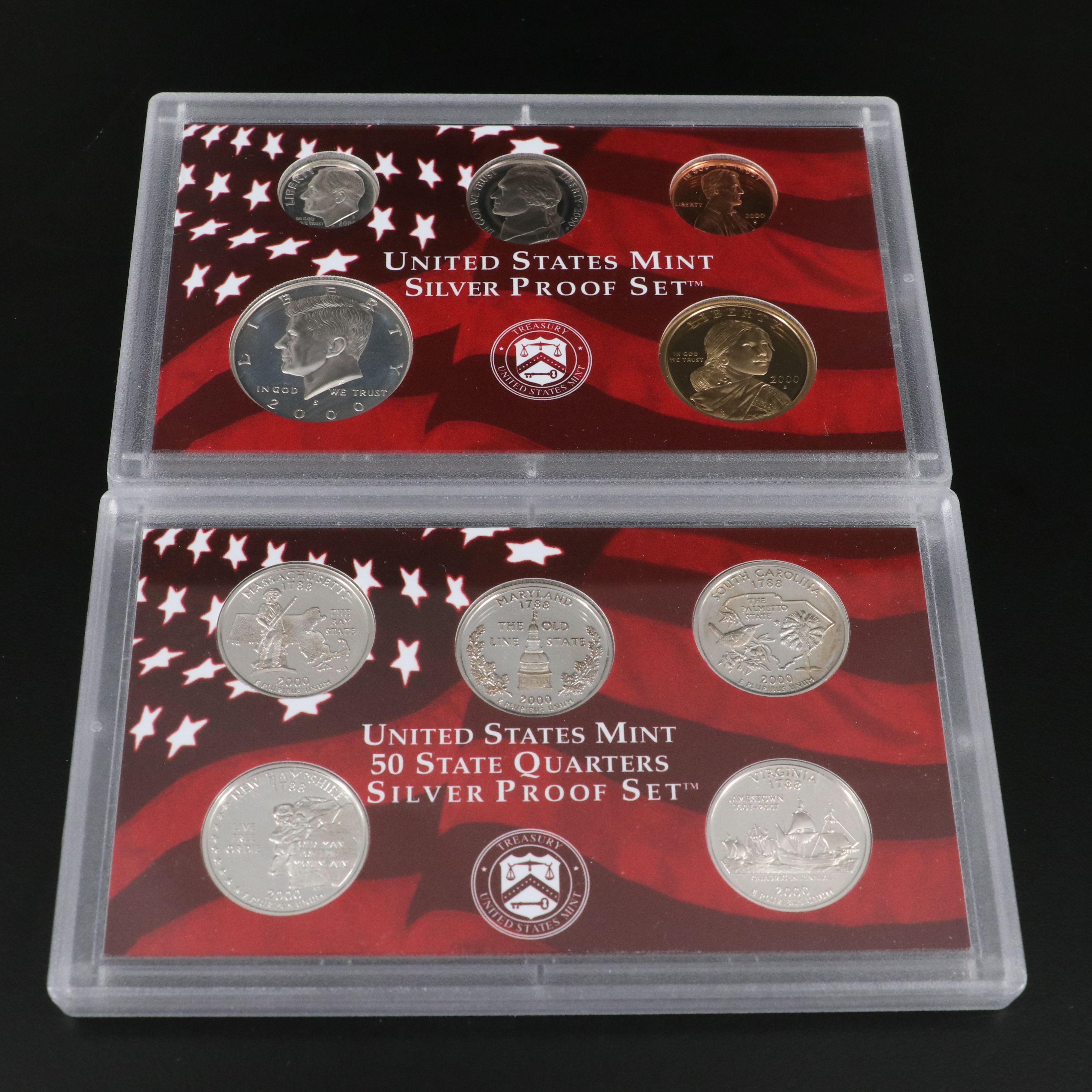 Two United States Modern Silver Proof Sets, 1999 and 2000