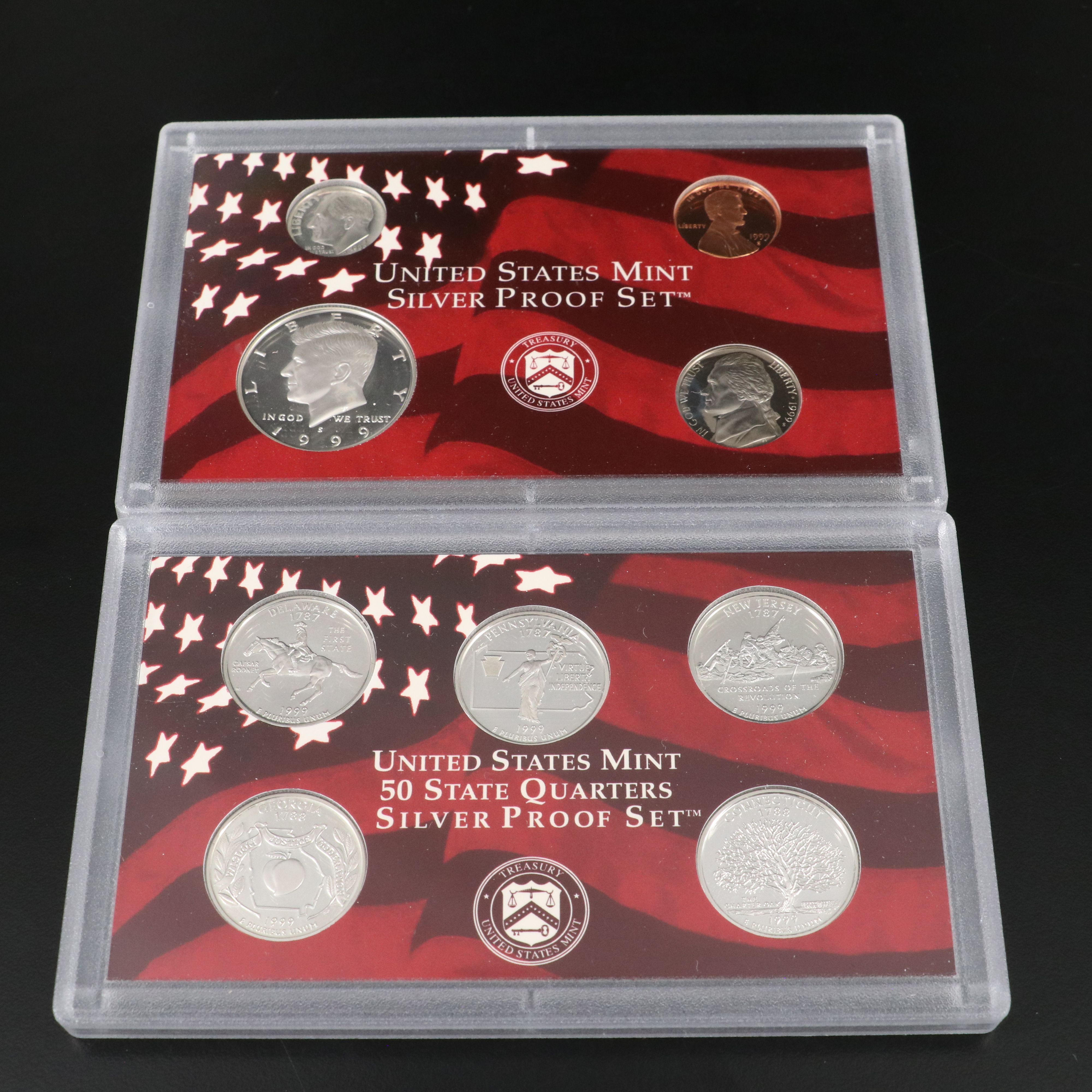 Two United States Modern Silver Proof Sets, 1999 and 2000