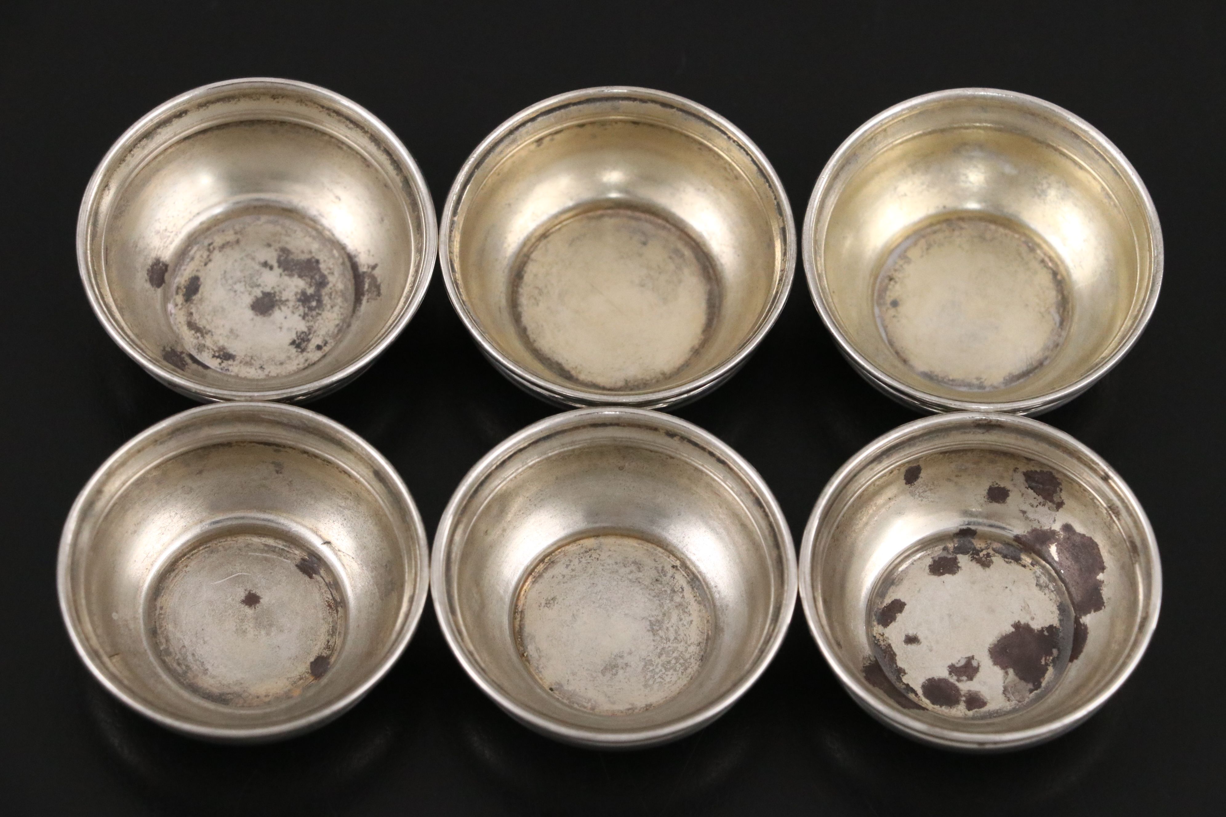 Sterling Salt Cellar and Spoons with Silver Plate Hand-Chased Shakers and More